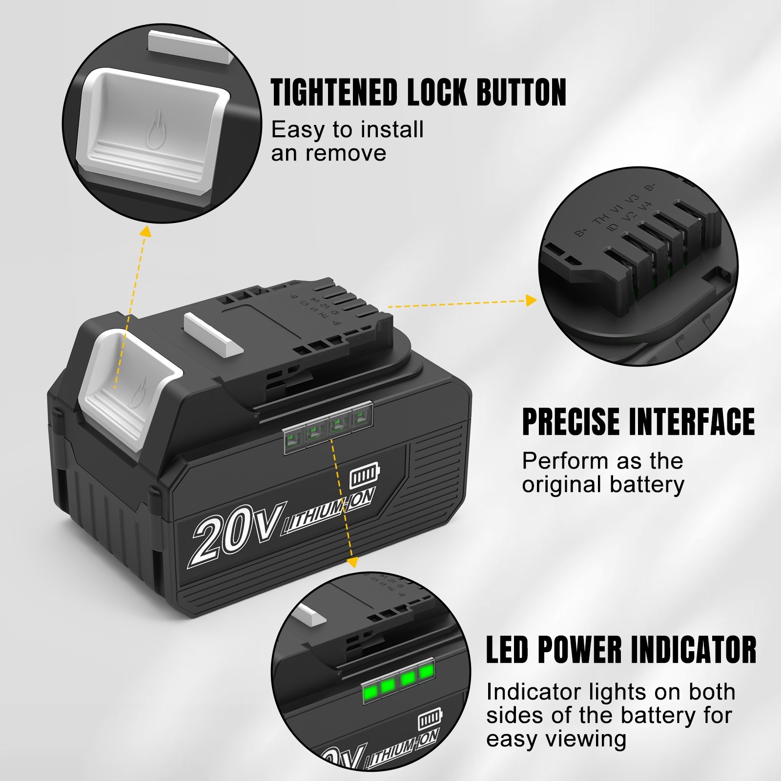 2x 6.5Ah 20V Battery for Dewalt MAX DCB206 DCB205 DCB204 Cordless Dual Charger