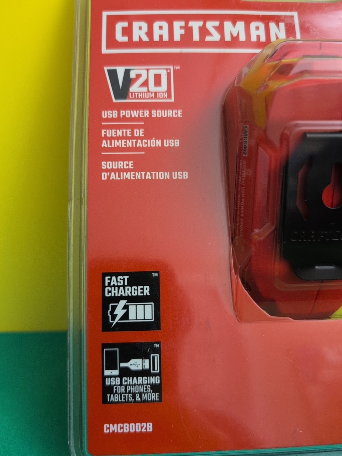Craftsman CMCB002B USB Charging Adapter V20 Fast Charger Red New Sealed