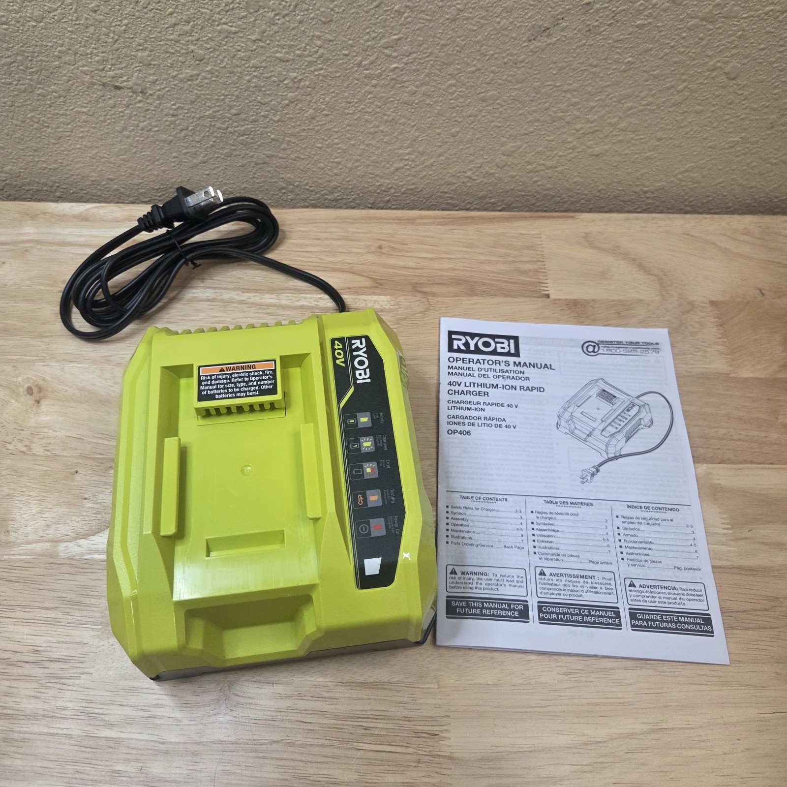 OEM Ryobi 40V Lithium-Ion Rapid Charger OP406 / OP40 6VNM 295W Brand New Unused