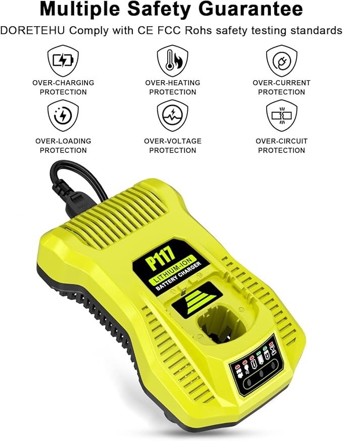 Compatible with Ryobi 18V Battery Charger,P117 Charger. 12V-18V One+