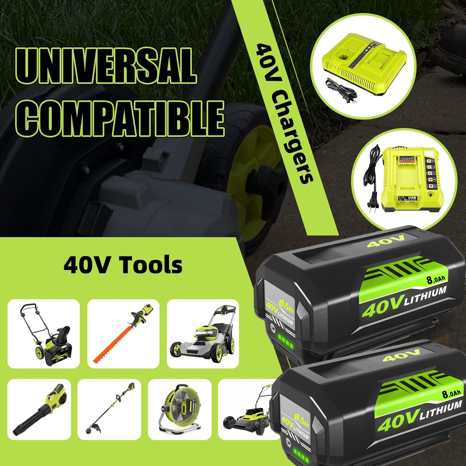 For Ryobi 40V 8Ah OP4050 Battery OP4050 OP40601 OP40401 Battery /Charger