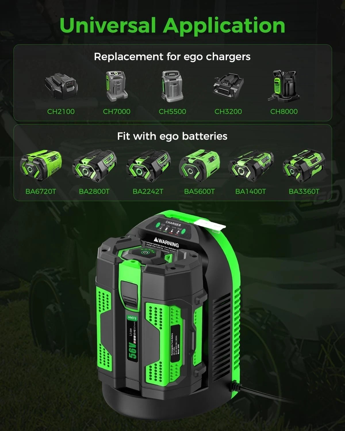 High-Performance EGO 56V Battery Charger Replacement with Type-C & USB Options