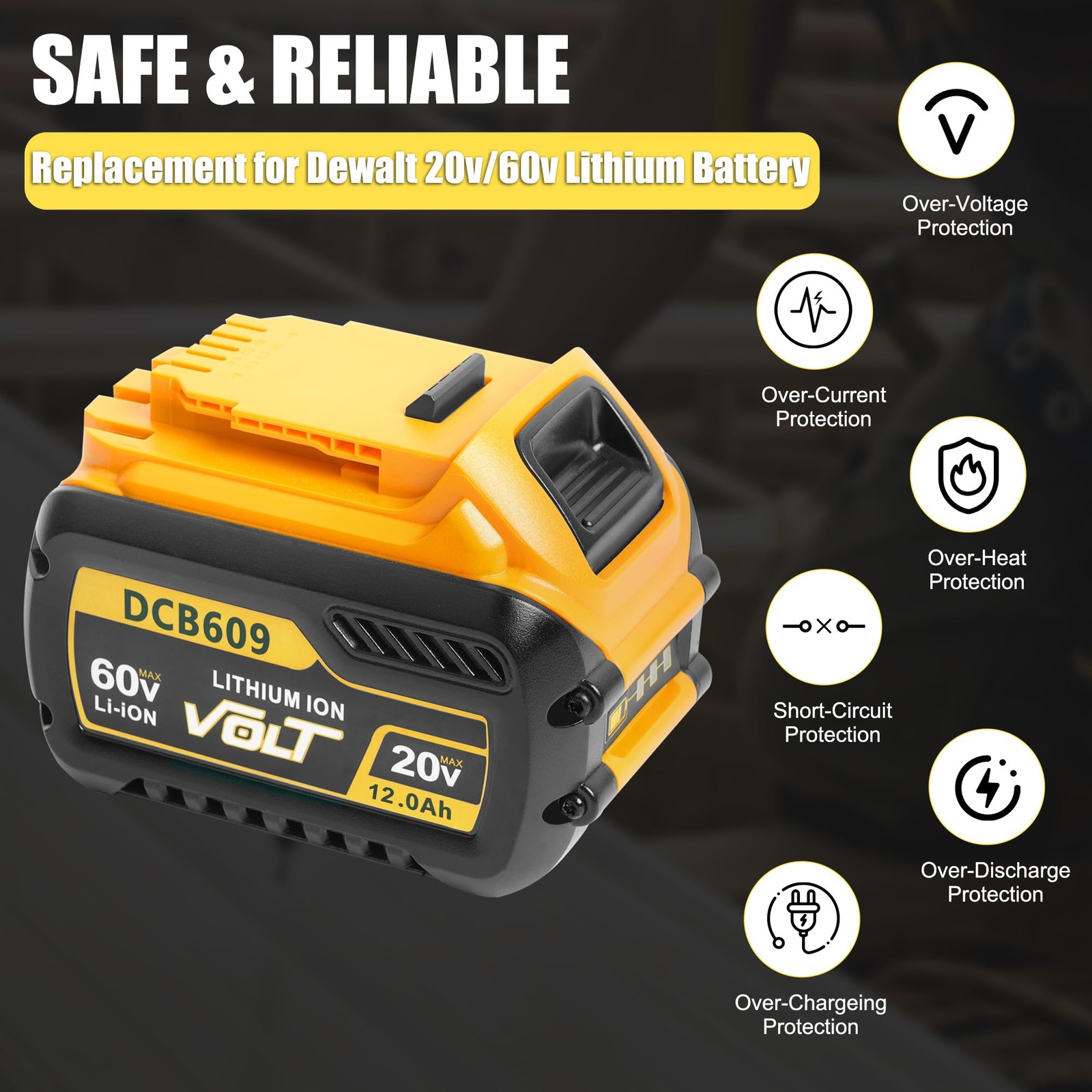 Akelor 12.0Ah Replacement For Dewalt Flexvolt 20V/60V Max Dcb606 Dcb609 Dcb612
