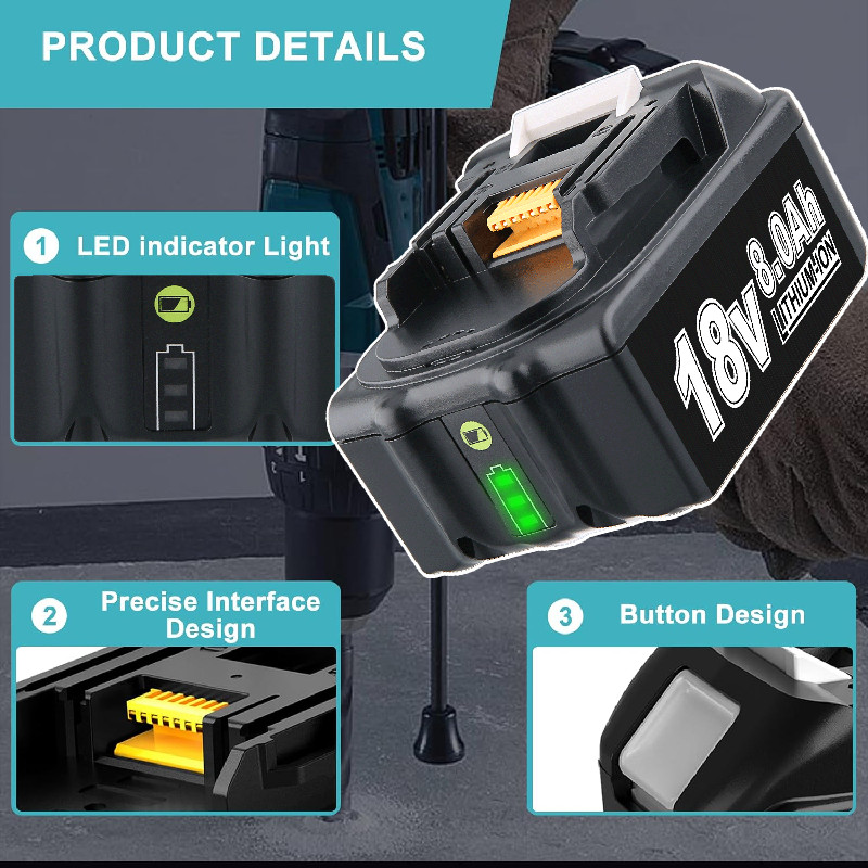 1 Pack 8.0AH For MAKITA 18V LXT LITHIUM ION BL1860 BL1830 BL1850 BL1860B BATTERY