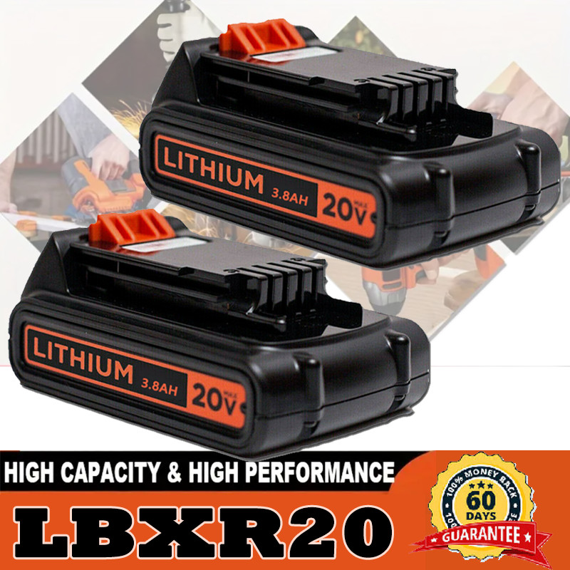 2Pack 20V Lithium-ion 3.8Ah Battery for BLACK+DECKER 20 Volt LBXR20 LBX20 LB20