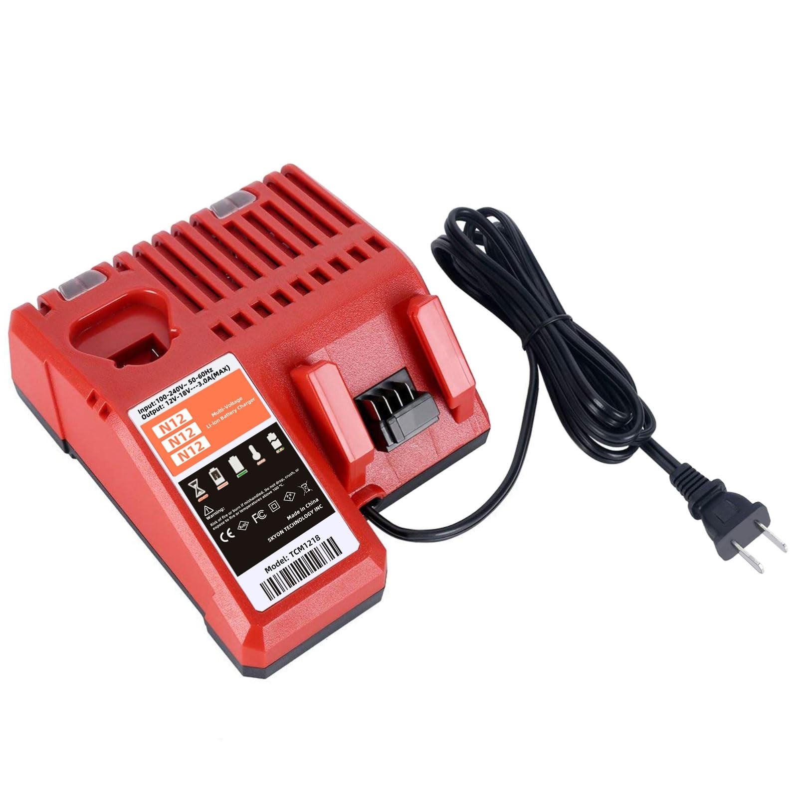 Multi-Voltage Lithium-Ion Battery Charger for 12V/18V Tools, Rapid Charging