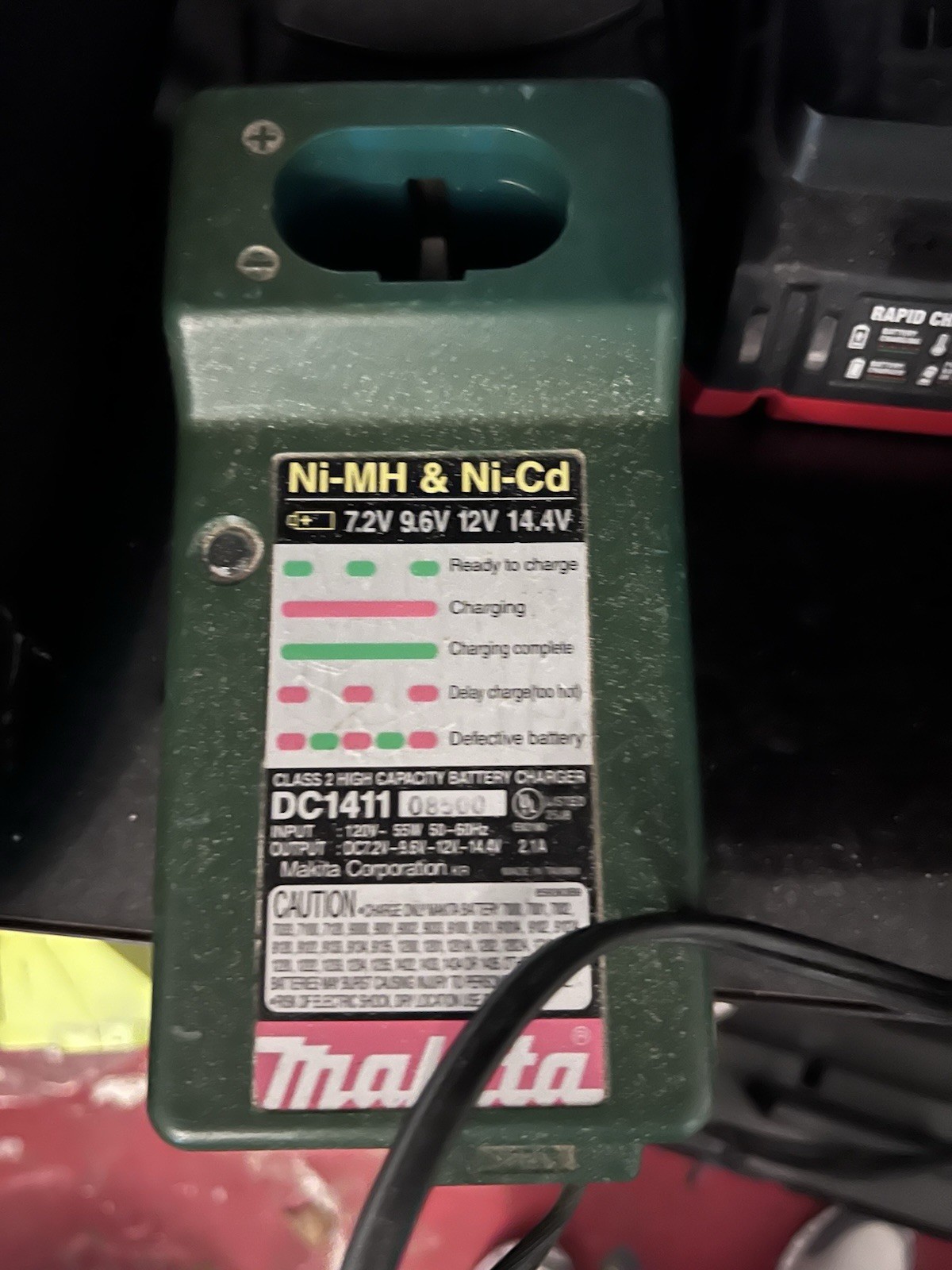 Makita DC1411 Ni-MH Ni-Cd Battery Charger 7.2V 9.6V 12V 14.4V Green