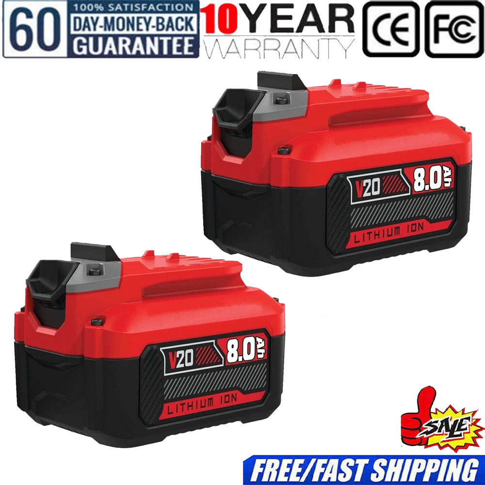 2Pack 8.0Ah For Craftsman V20 20V MAX Lithium Battery CMCB204 CMCB202 CMCB206 US