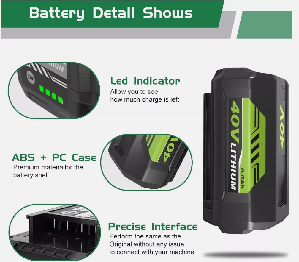 1/2X Battery/Charger For Ryobi 40V With LED Lithium-Ion 40-Volt OP406VNM OP40602