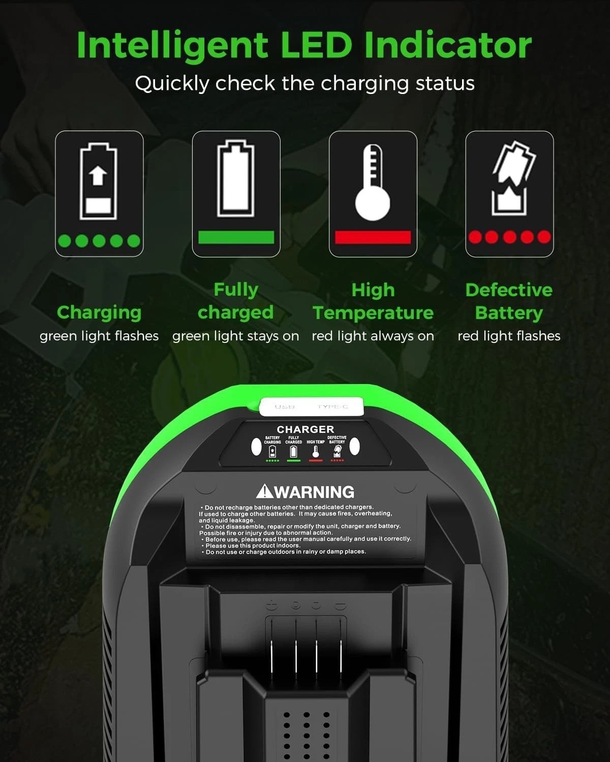 High-Performance EGO 56V Battery Charger Replacement with Type-C & USB Options