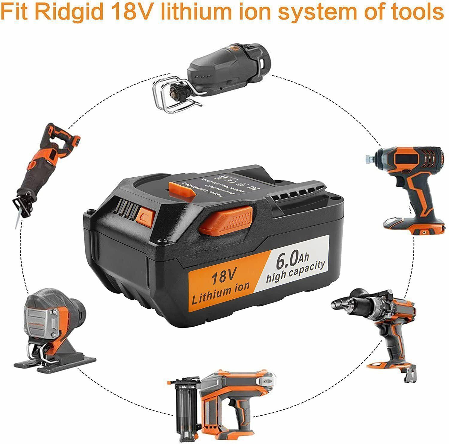 1-4x for Ridgid R840085 Lithium Battery Rigid 18V 6.0/3.0ah R840087 Power Tools