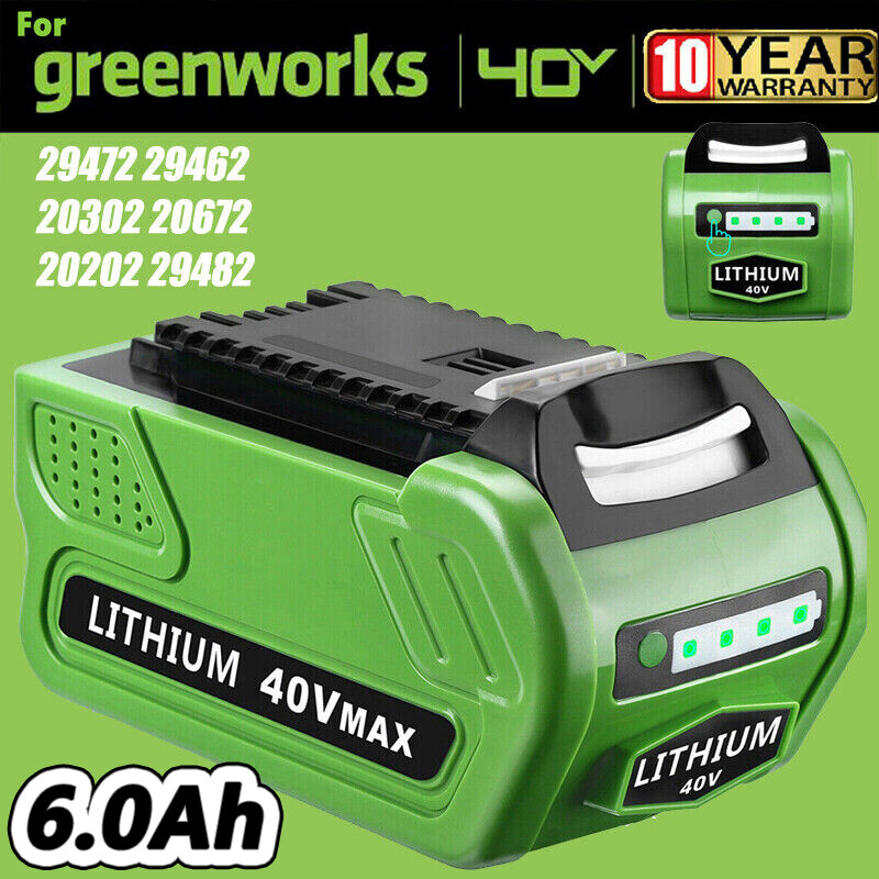 40V 6.0Ah For Greenworks G-MAX Li-ion Battery 29472 29462 29252 20202