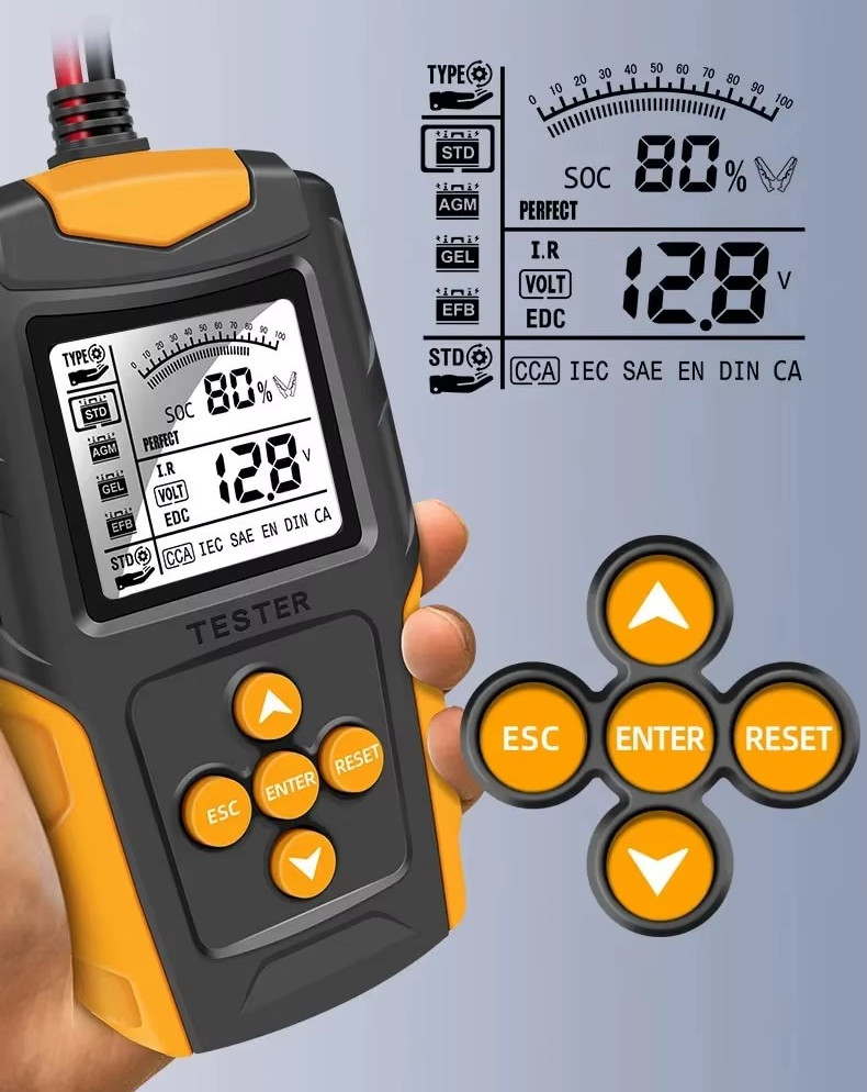 ⚡ Vehicle Battery Tester 12V 24V – LCD Analyzer for Cranking & Charging