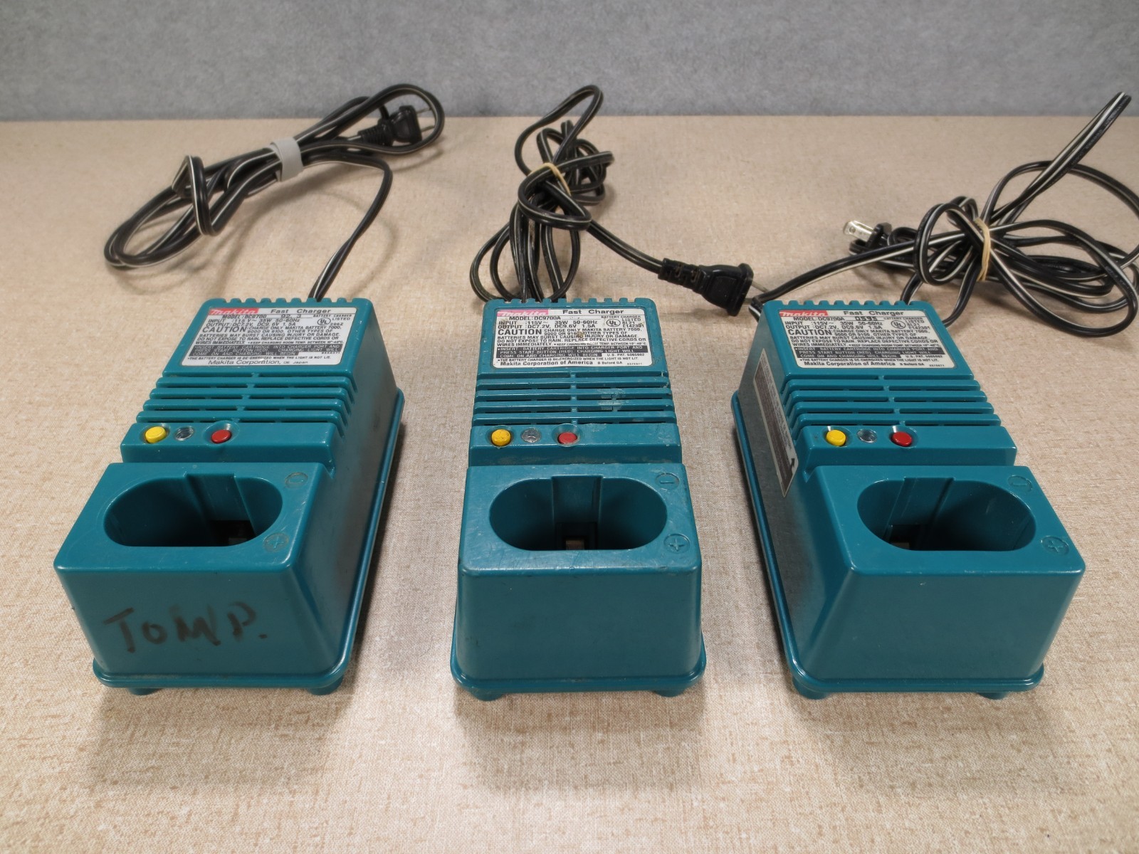 x3 Makita Battery Fast Chargers 120V 35W 60 Hz DC7.2V DC9.6V 1.5A DC9700A DC9700