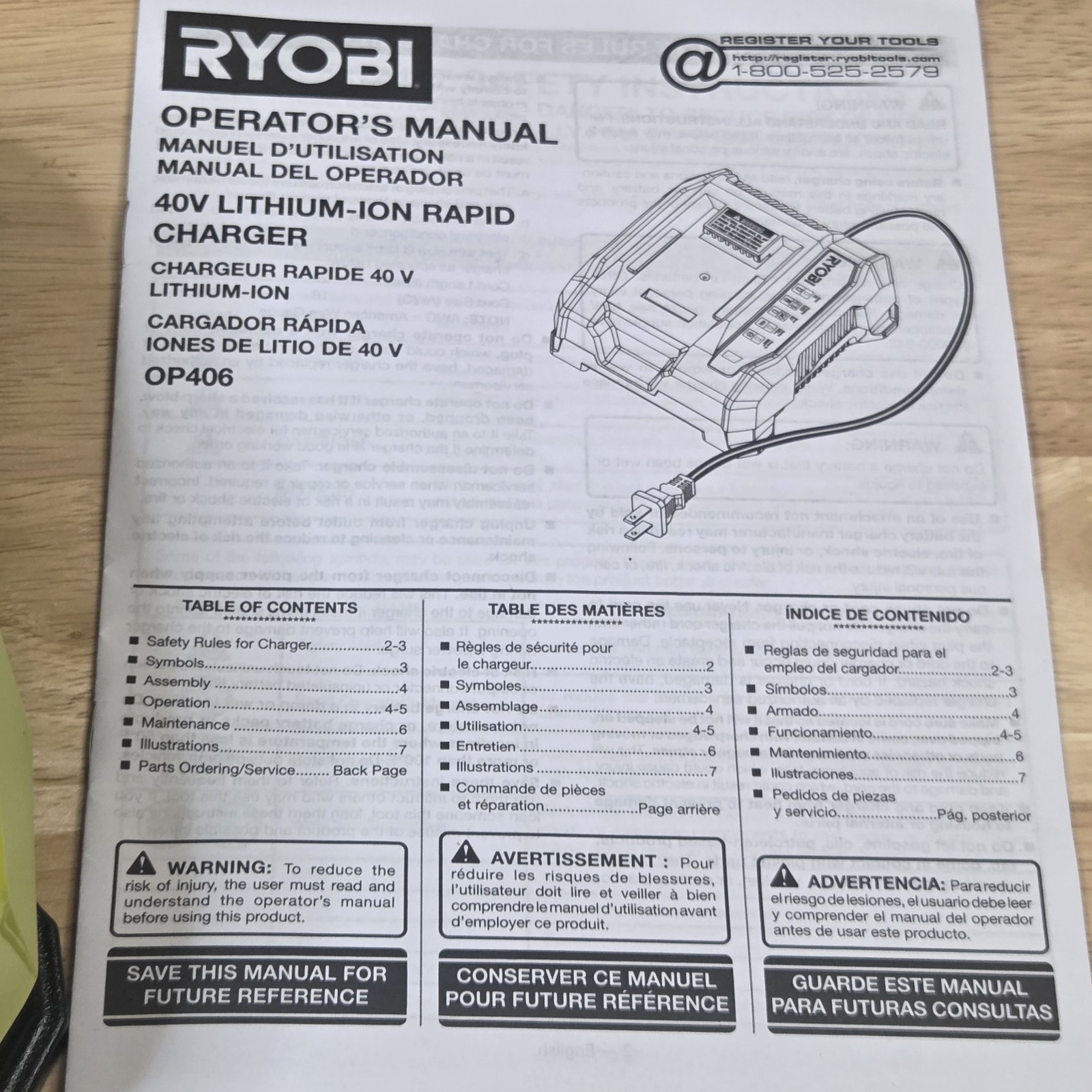 OEM Ryobi 40V Lithium-Ion Rapid Charger OP406 / OP40 6VNM 295W Brand New Unused
