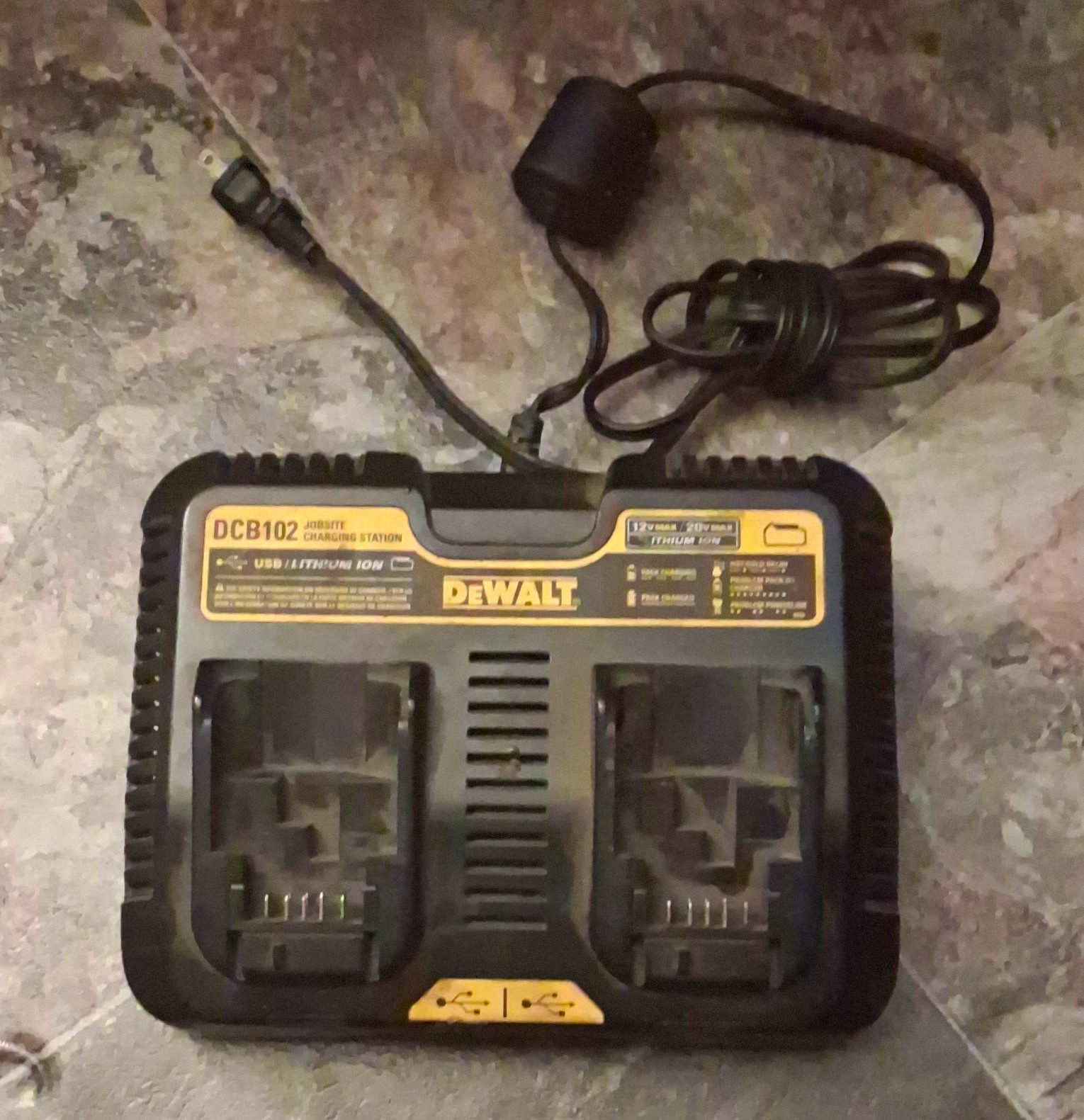 DEWALT DCB102 12V Max/20V Max Dual Port Battery Charger w/ Dual USB