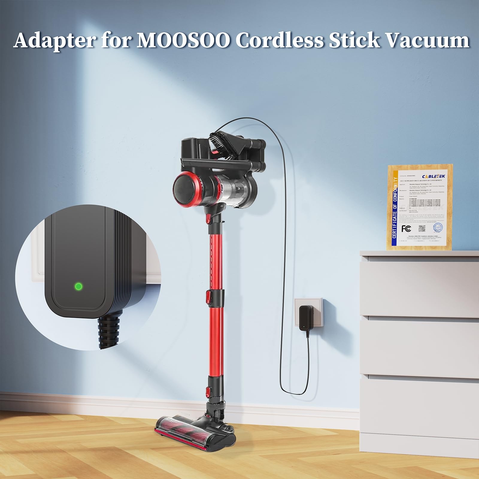 26V Charger for MOOSOO Cordless Vacuum Cleaner Power Cord Replacement for…