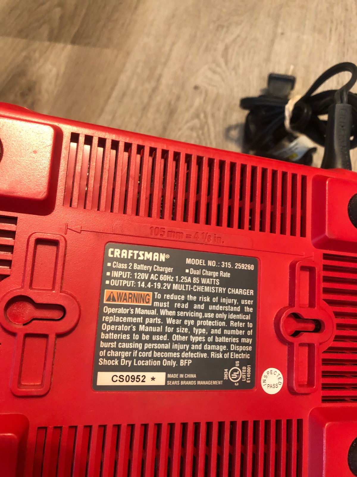 Craftsman DieHard 14.4-19.2V Li-Ion and Ni-Cd Battery Charger 315.259260