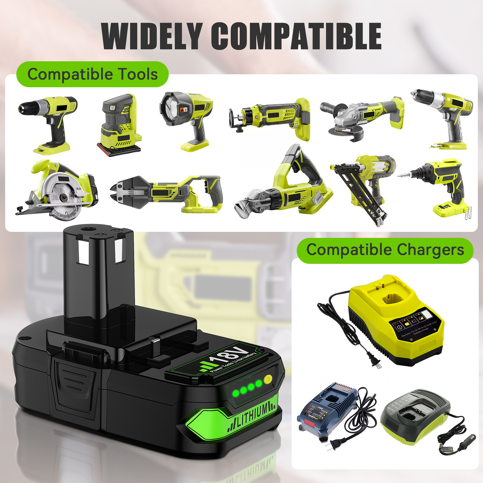 18 Volt P102 3.5Ah Lithium Battery Replace For Ryobi 18V P108 P107 P103 ONE Plus