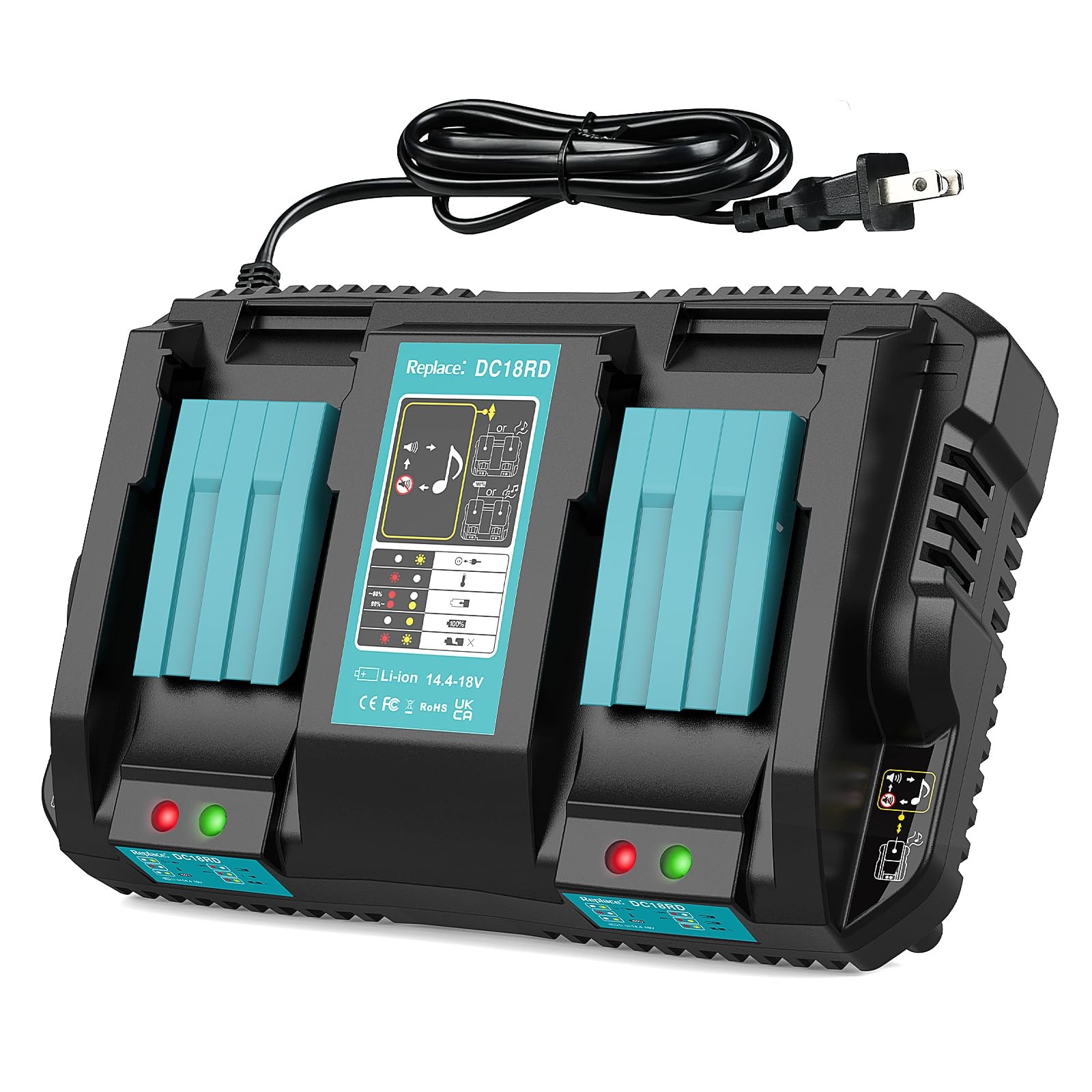 TeenPower 18V Rapid Dual Charger Replacement for Makita 18V Battery Charger Stat