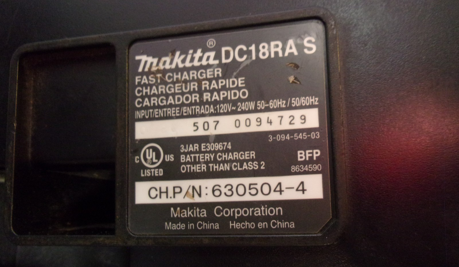 Tested, working Makita 18v battery charger- (DC18SC) Ni-MH & Li-ion 7.2-18V LXT