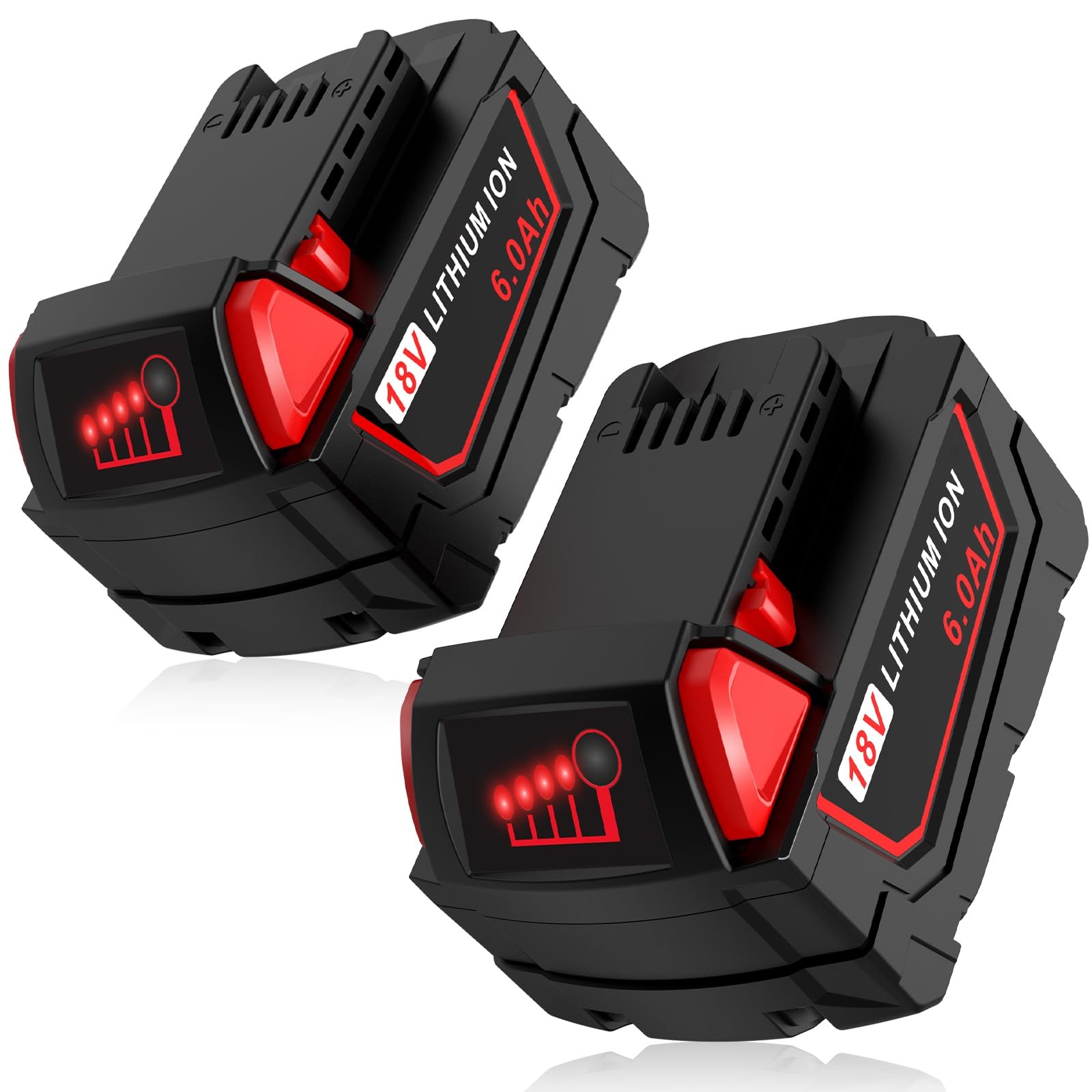 Cukect 2-Pack 18V 6.0Ah Li-Ion Battery for Milwaukee M18, Replaces 48-11-1850