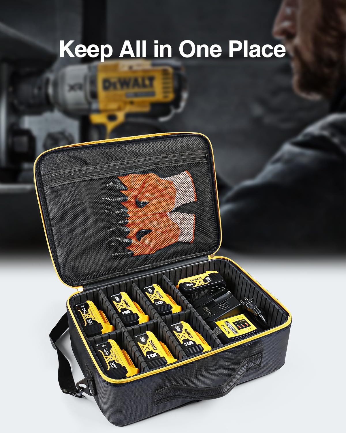 Luxtude Extra Large Battery Case For Dewalt/Milwaukee/Ryobi 12V/18V/20V Battery