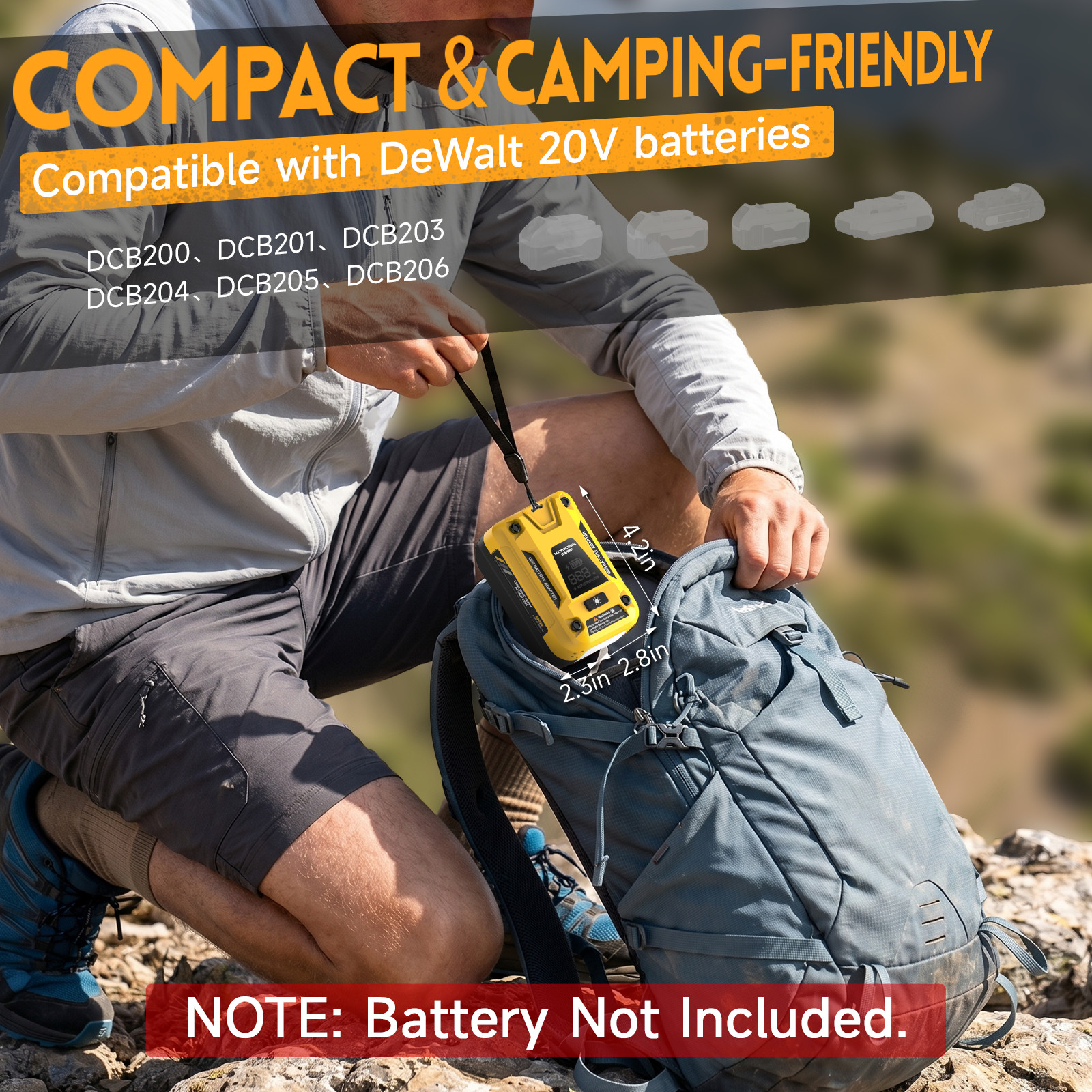 USB-C Fast Charger for Dewalt 20V Battery Portable Power Source USB-A Adapte