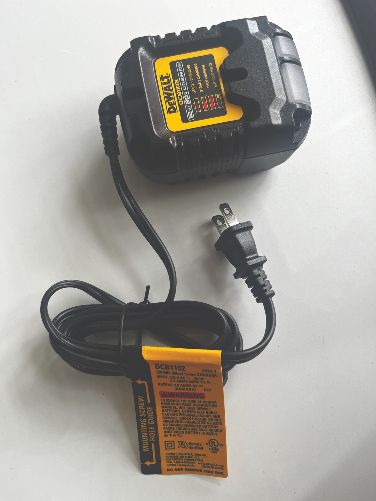 DEWALT DCB1102 Battery Charger Black for 12V 20V Lithium-Ion Batteries Corded