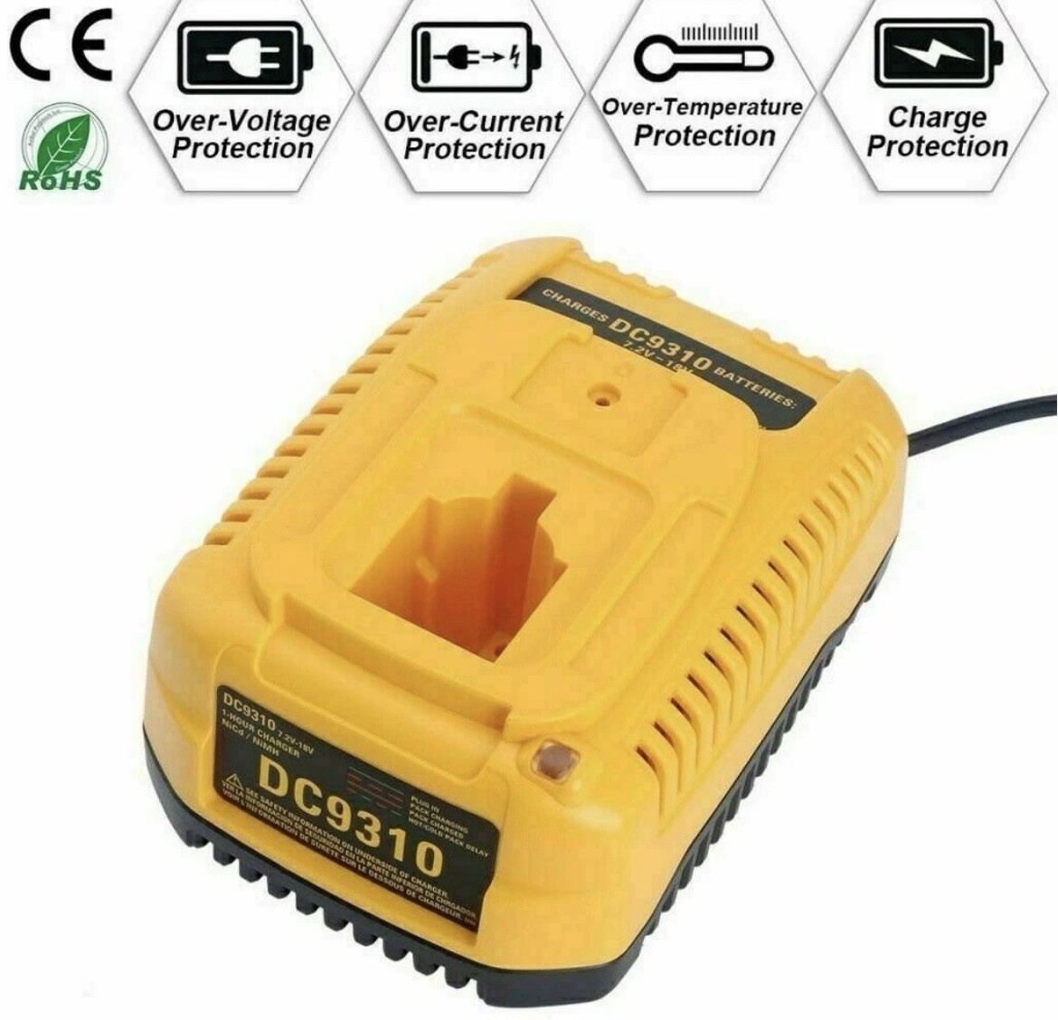 18V Battery Charger Replace DEWALT DC9310 7.2V-18V NiCd NiMh Battery DC9096