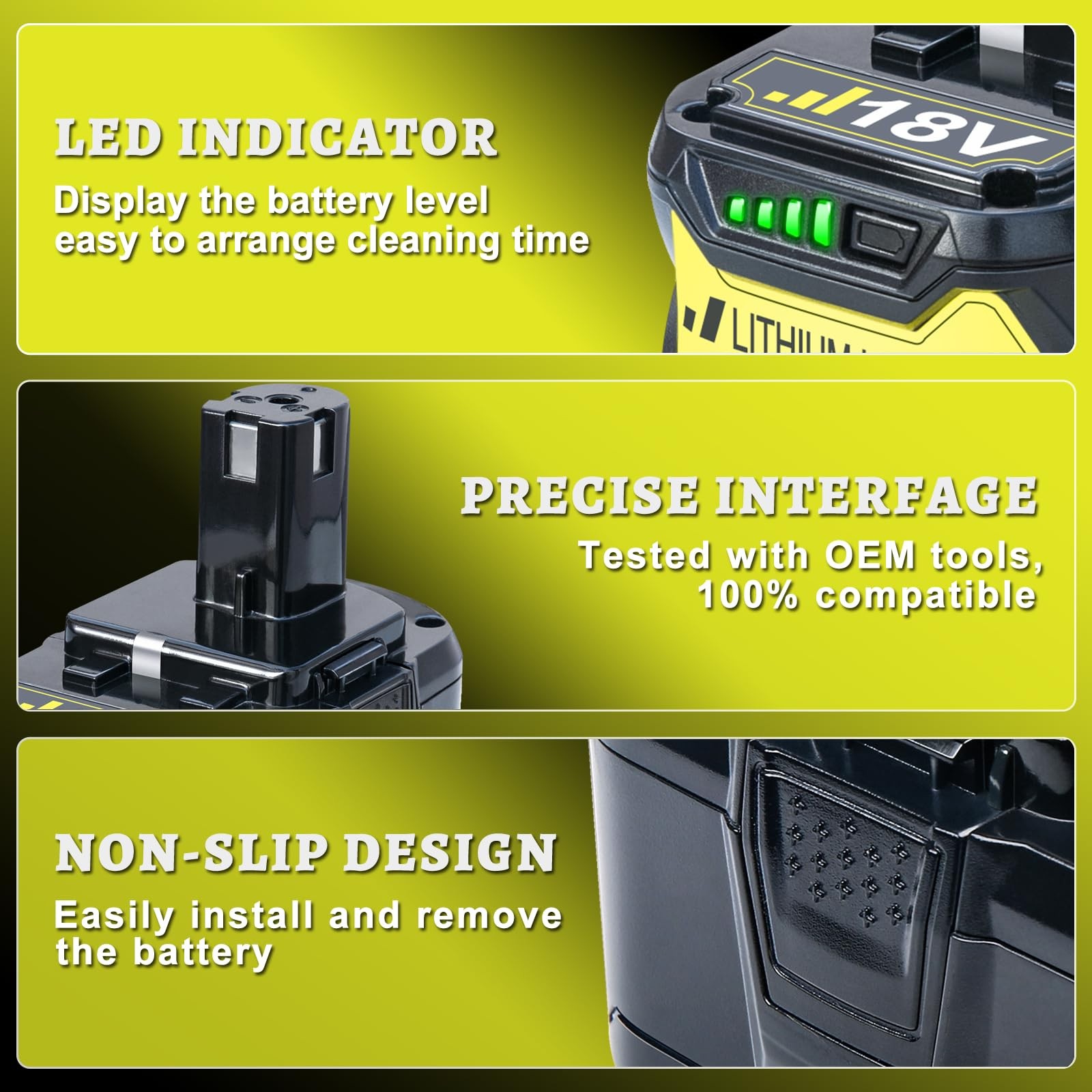 Jgspj 2Pack 6.2Ah Replacement For Ryobi 18V Battery P102 P103 P108 P109 P189