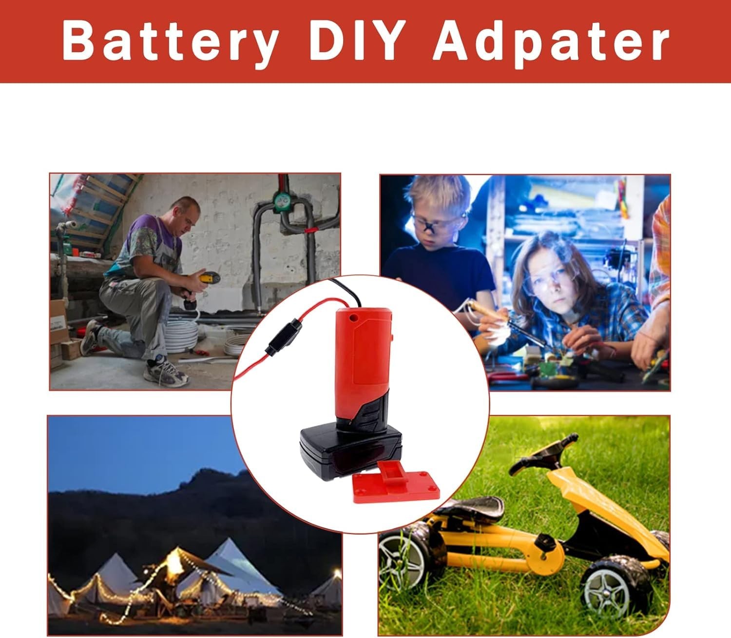 Power Wheel Adapter for Milwaukee M12 12V Battery with Fuse & Wire terminals…