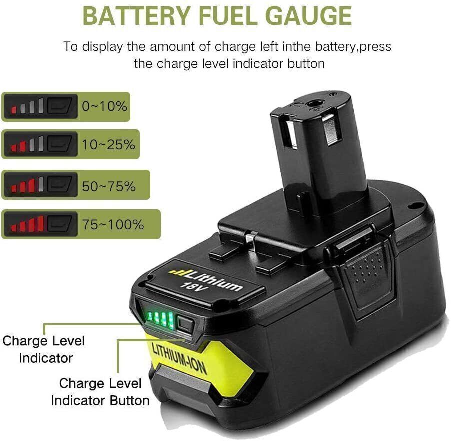 For RYOBI 18V 5Ah 7Ah 9Ah P108 P109 High Capacity Li-ion Battery or P117 Charger