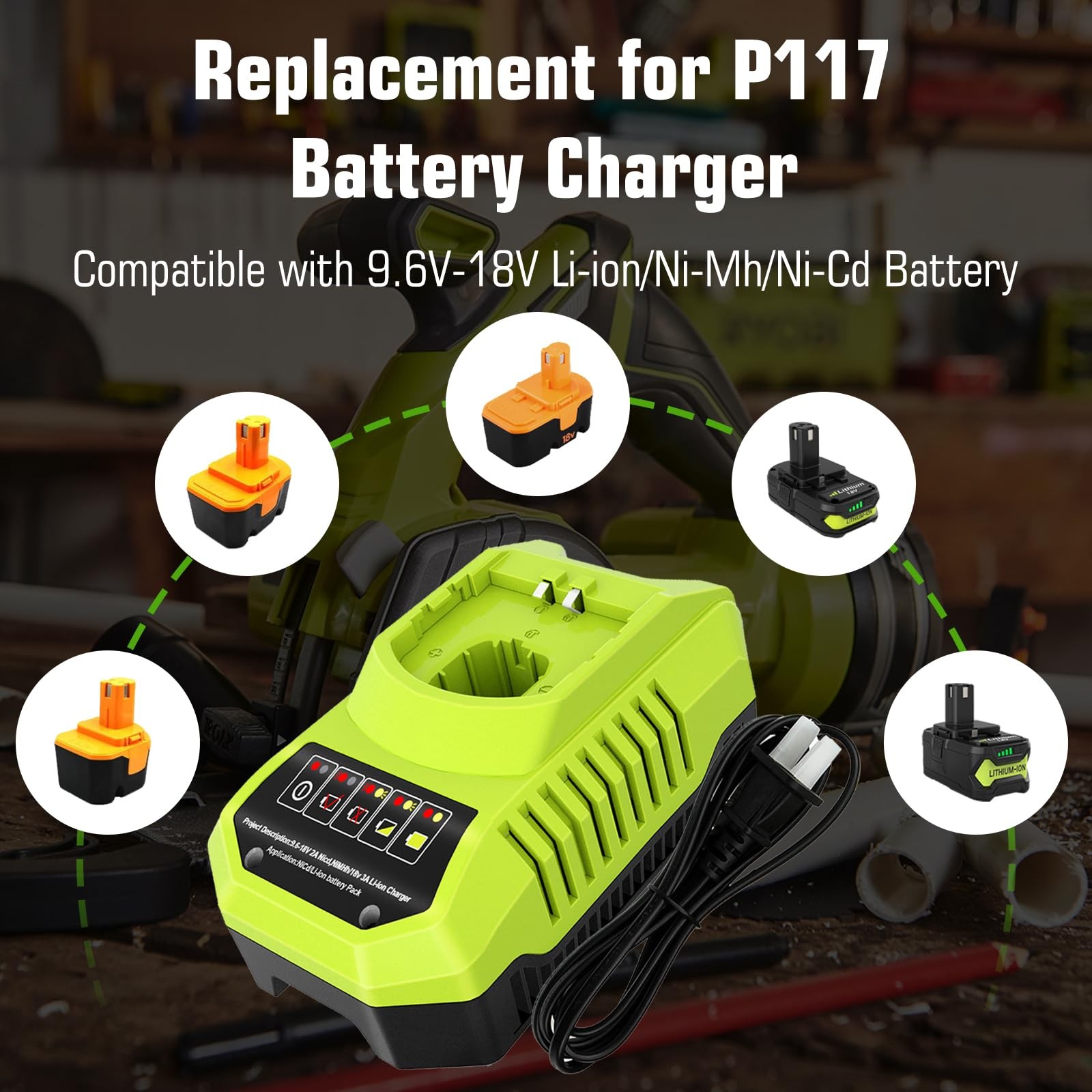 Ryobi 18V 3.6Ah Replacement Battery P102 P103 P104 P105 P107 P108 P109 P190 Lith