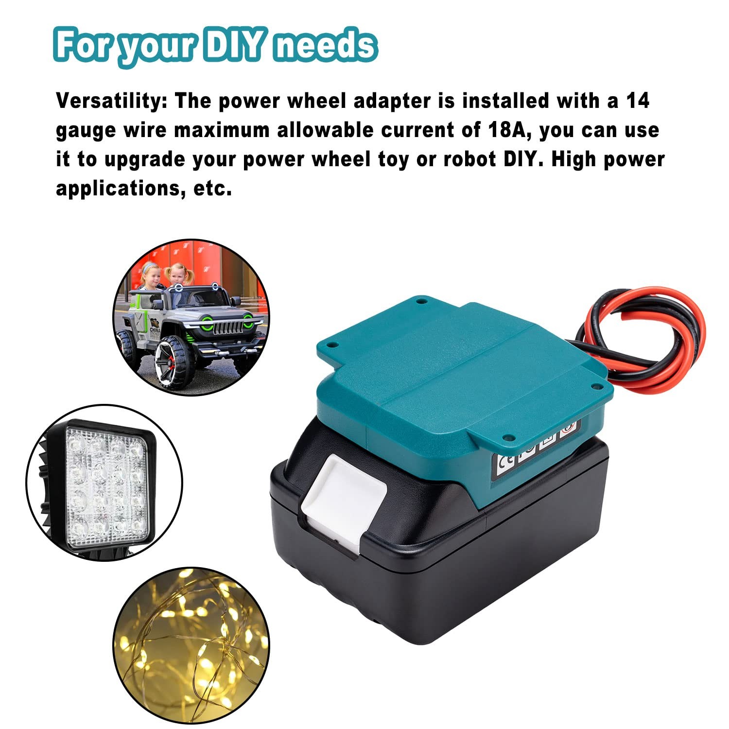Power Battery Adapter Wheel for Makita 18V LXT with 80x70x25mm, blue
