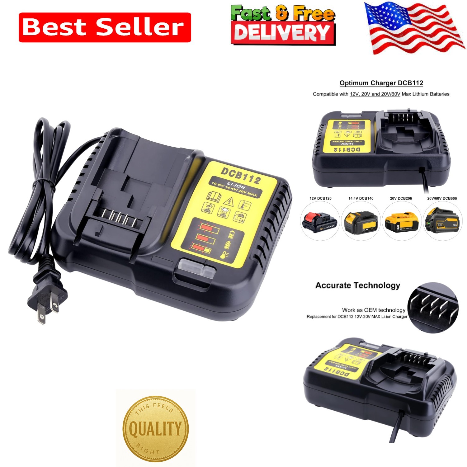 Smart 20V Max Battery Charger – Fast Charge for 12V, 20V, 60V Li-Ion Packs