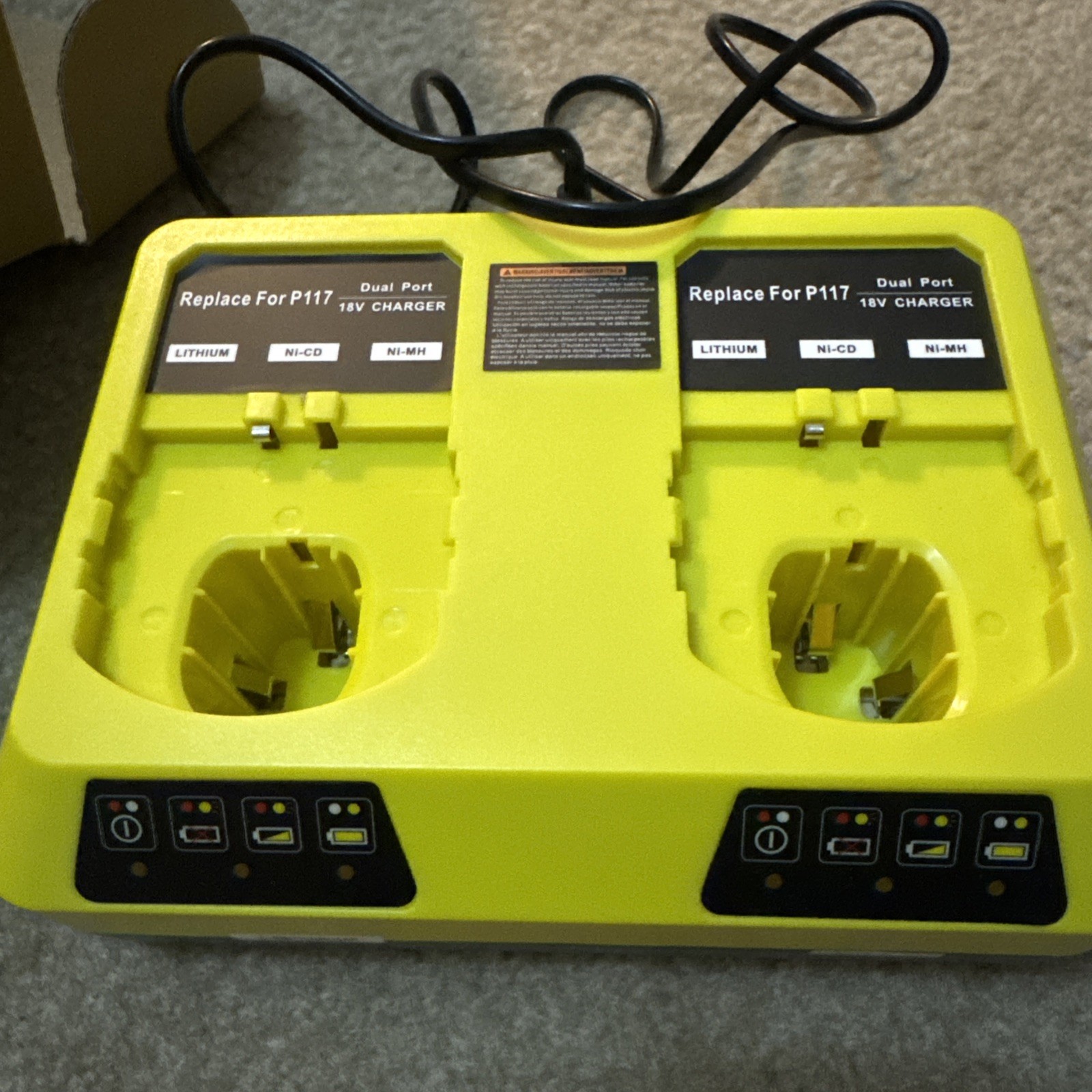 18V Dual Port Charger for Ryobi P117 P108 PBP005 Lithium-Ion NiCad NiMh Battery
