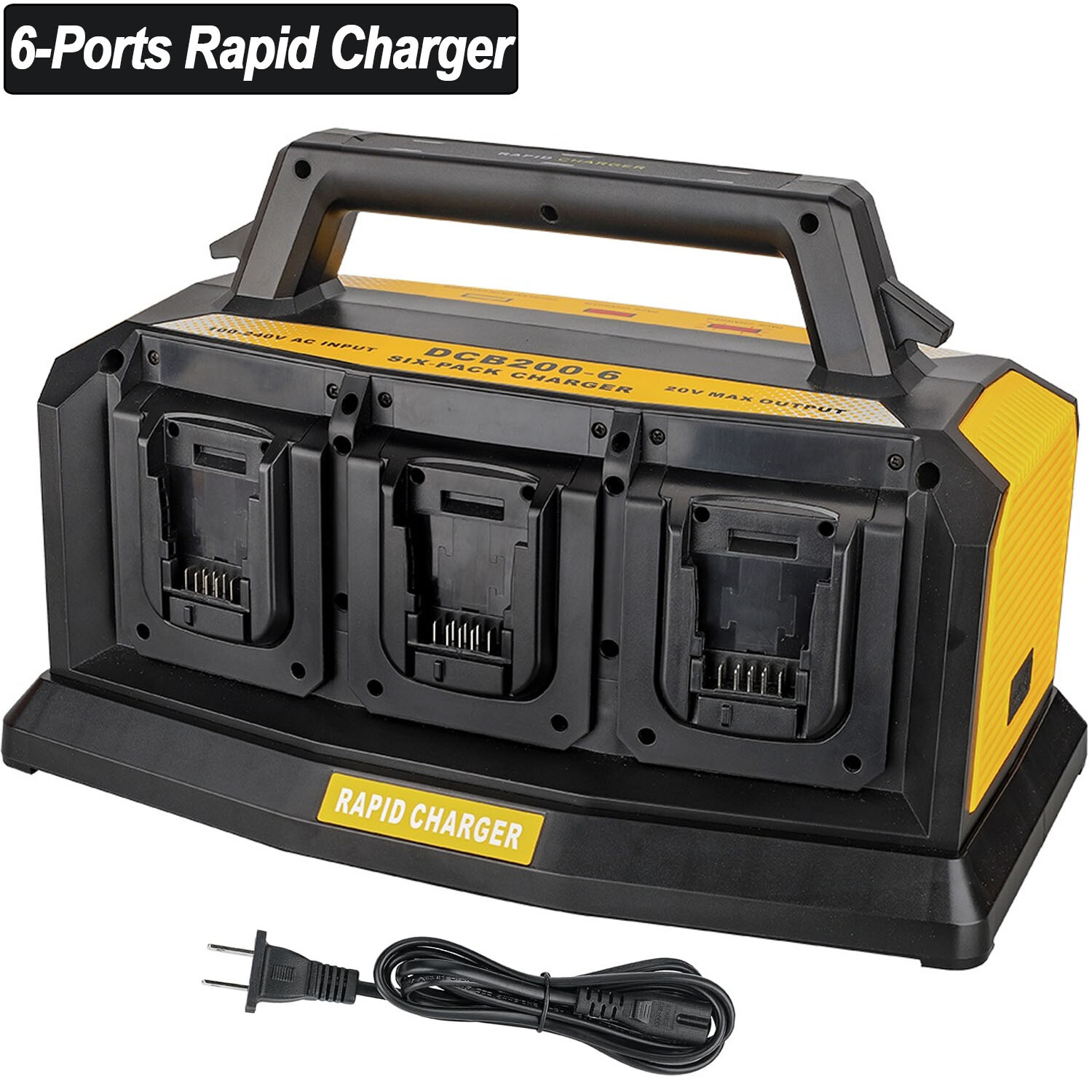 6-Ports Rapid Battery Charger Station for Dewalt 20V/60V Battery DCB200 DCB206