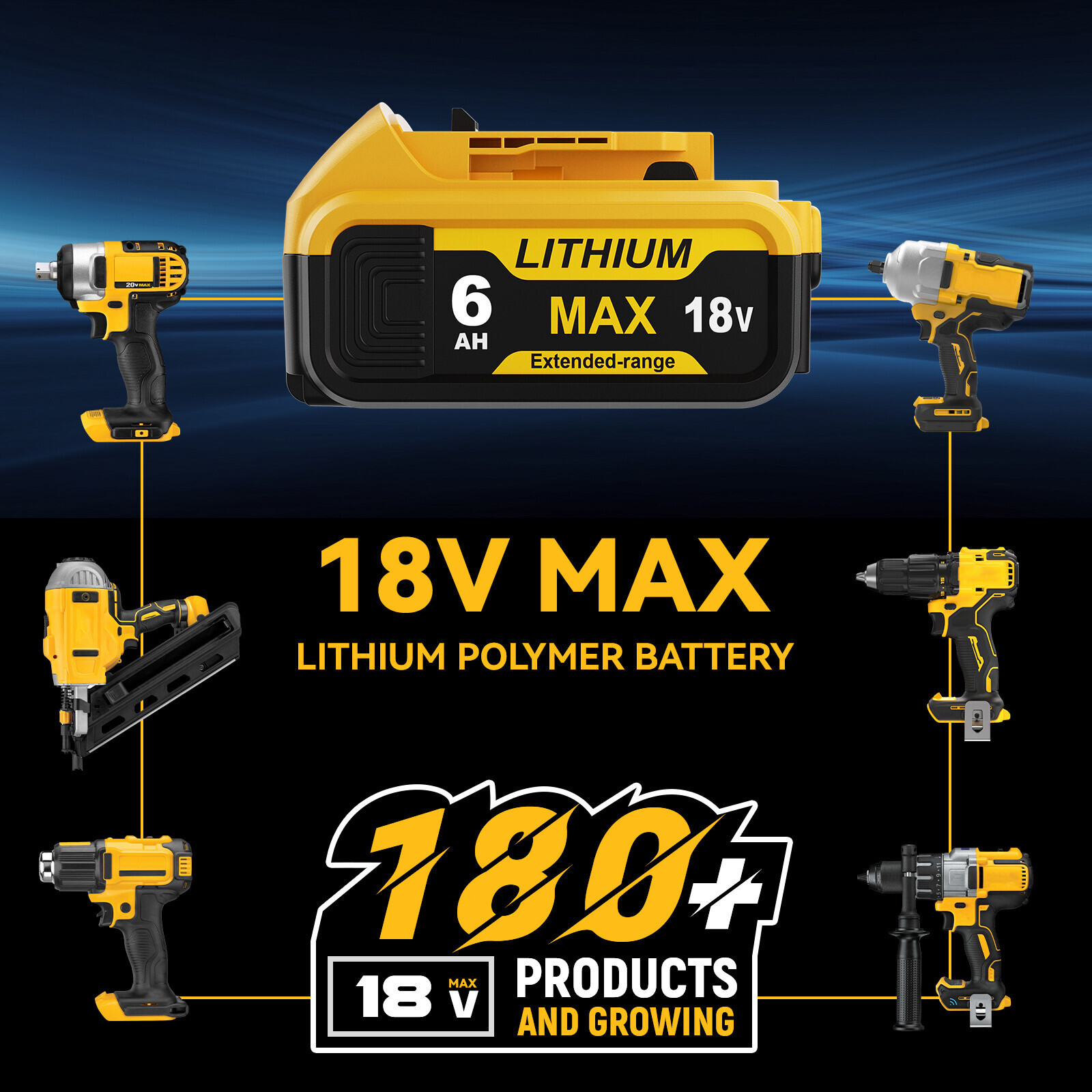 For DeWalt 20V 20 Volt Max XR 6.0AH Lithium-Ion Battery DCB205-2 DCB208 DCB200