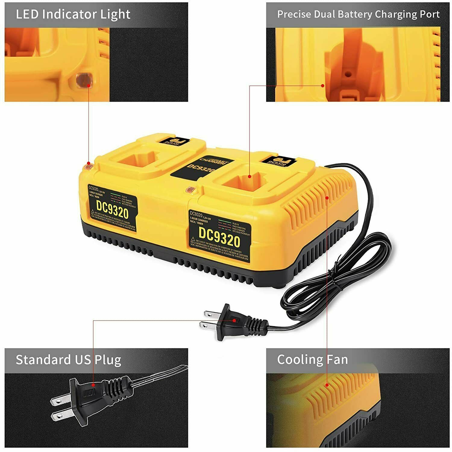 Packs 18V Battery For Dewalt 18 VOLT DC9096 DC9098 DC9096-2 Replace NI-MH 5.5AH