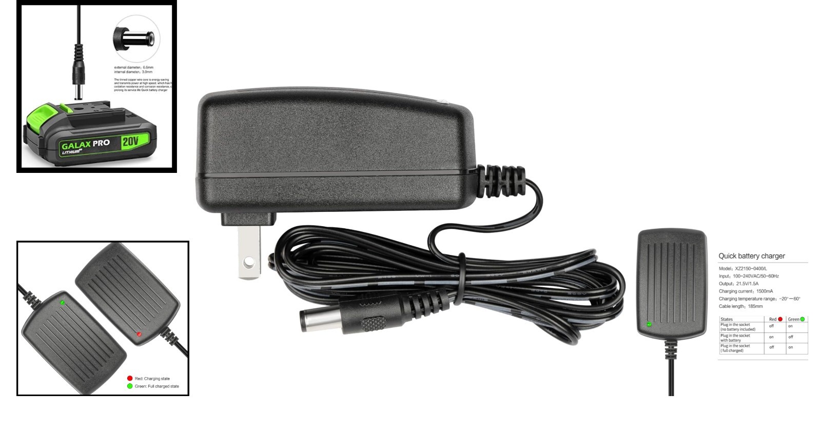 Fast Charging 20V Max Li-Ion Battery Charger with Safety Certification