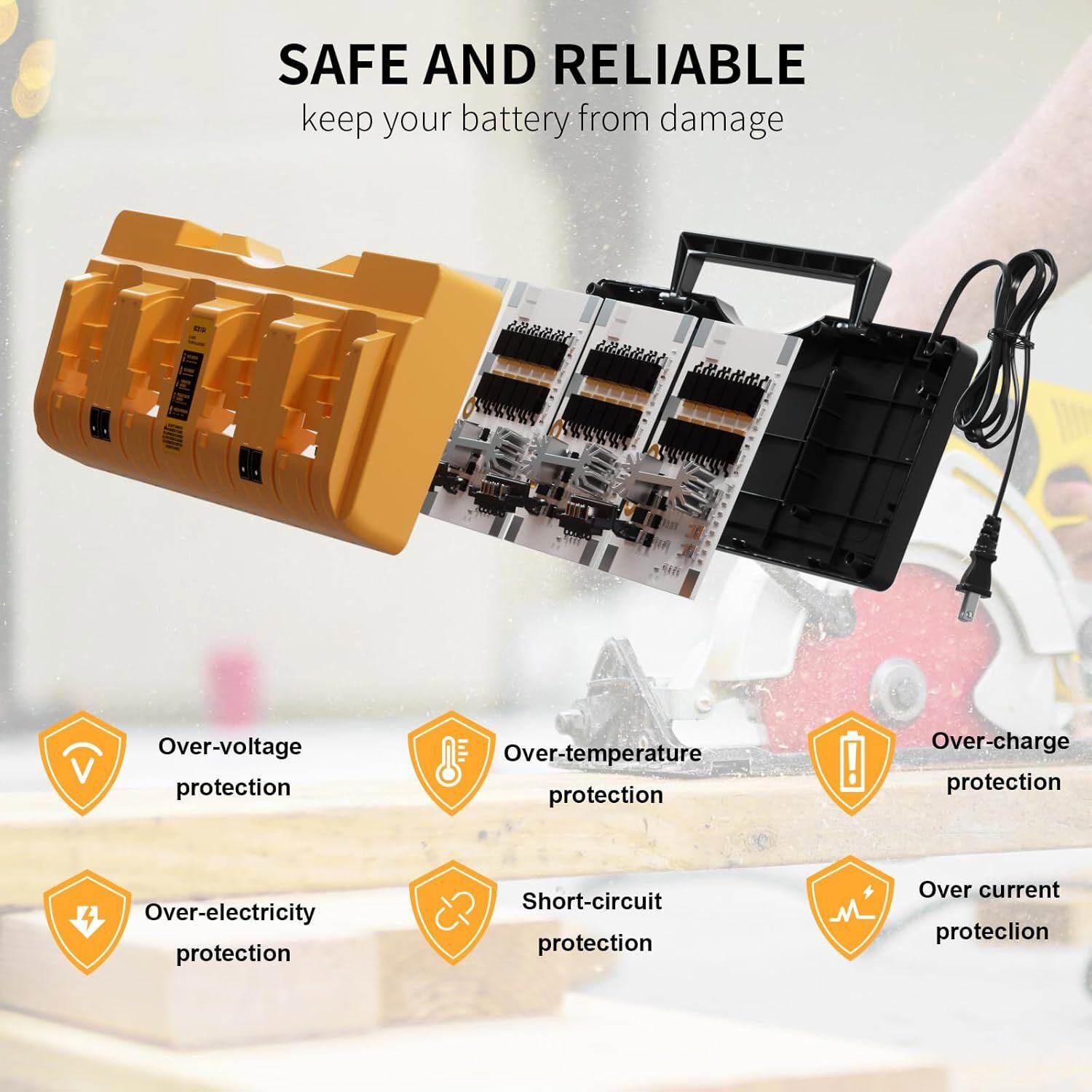 Charger For DEWALT 4 Port Battery DCB104 12V/20V Multi-Voltage DCB200 DCB205