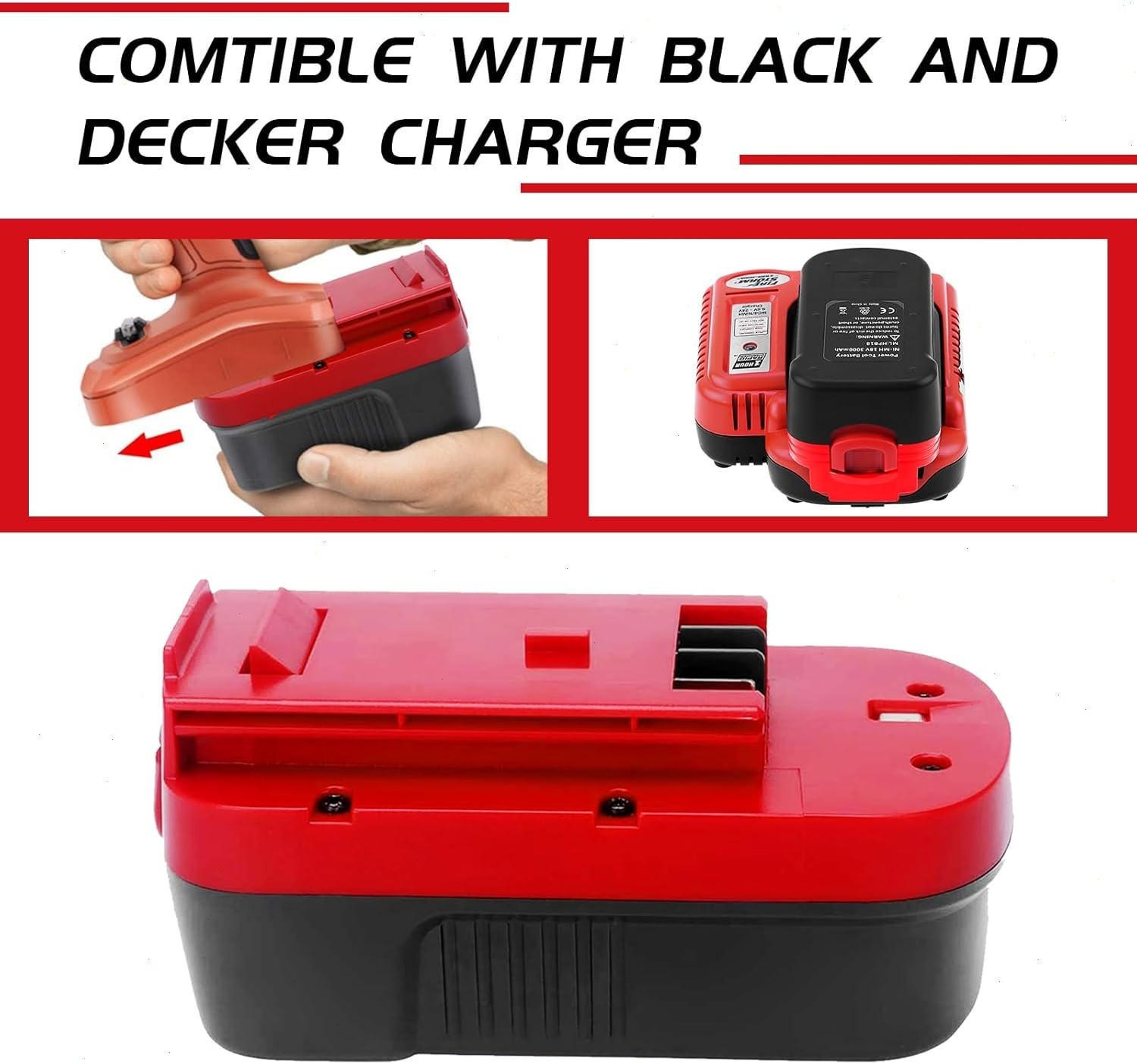 HPB18 18V HPB18-OPE 244760-00 18VOLT BATTERY /CHARGER FOR BLACK DECKER Replace