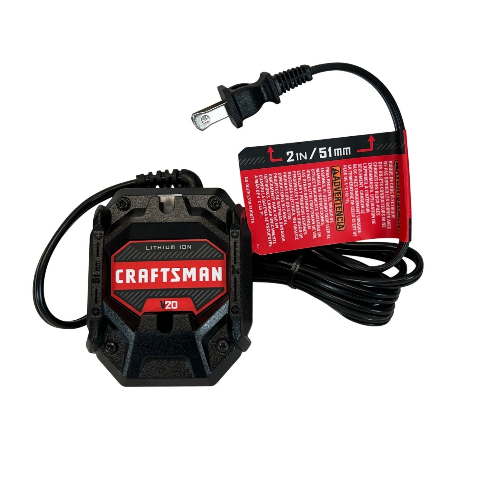 Craftsman CMCB101 V20 Lithium Ion Battery Charger 120V AC 1.25A Output Black Red