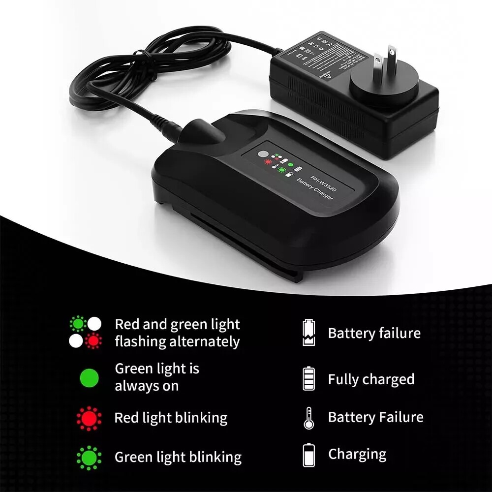 2X For WORX 20V 3.0,8.0AH Extend Lithium Battery+Charger WA3520 WA3525 WA3575