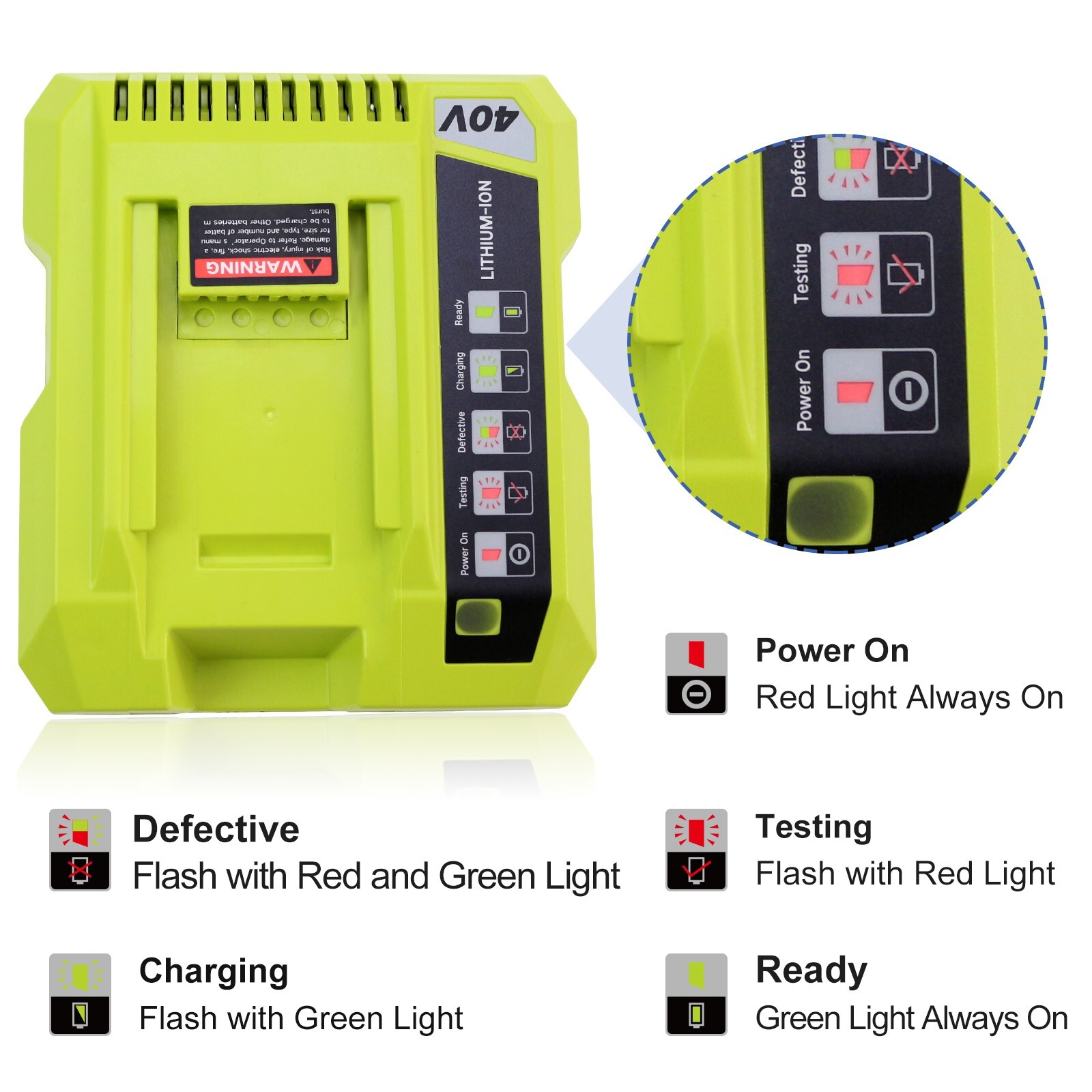 Rapid OP401 Charger For Ryobi 40V 6.0Ah Battery 40 Volt Lithium OP4050 OP40602