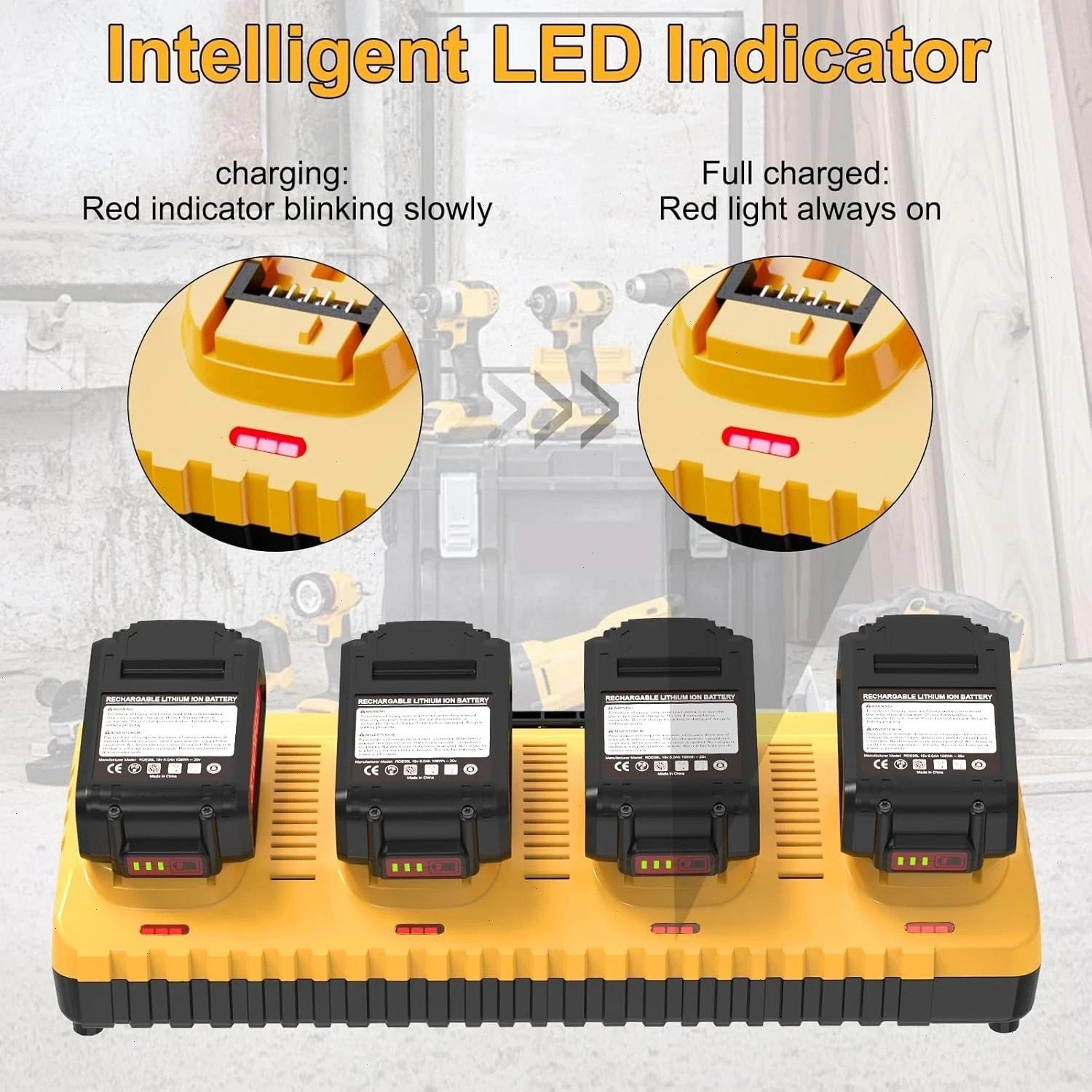 For Genuine DEWALT 4-Port DCB104 Fast Charger 12V/20V Lithium DCB184 XR Battery
