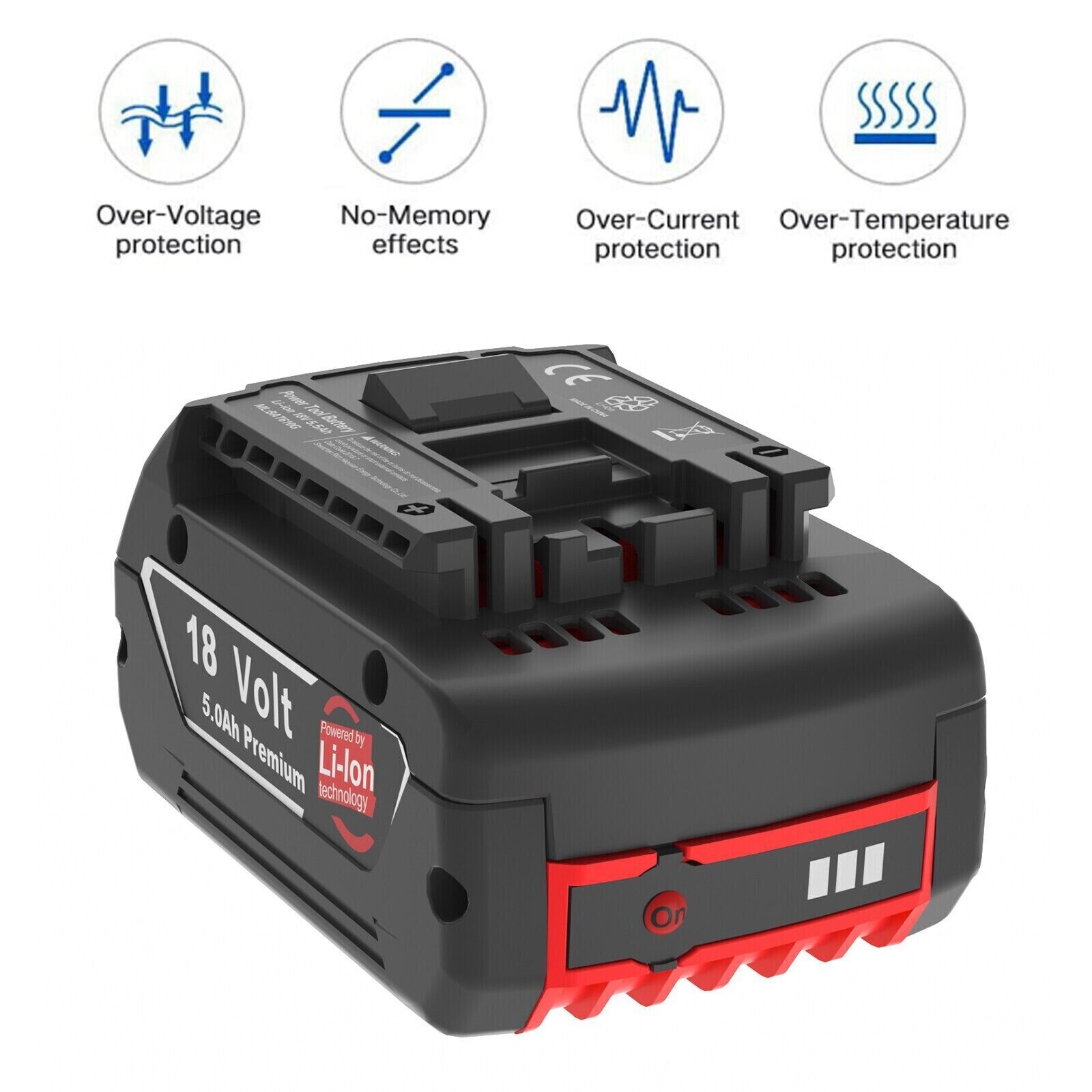 BAT609 For BOSCH 18V High Performance BAT618 Battery CORE 18 Volt 5.0 Ah Li-ion
