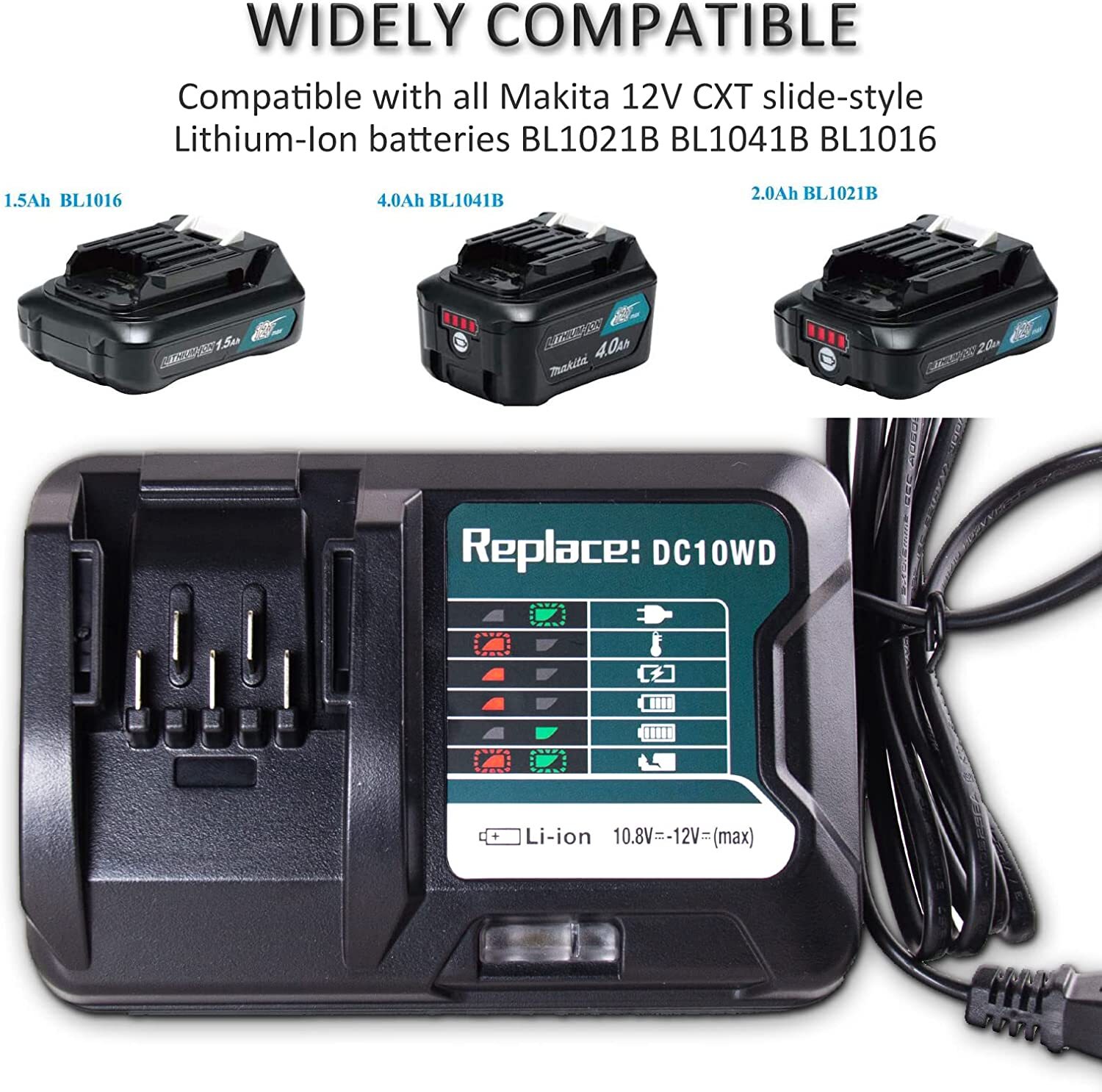 DC10WD BL1015 Battery Charger Replace for MAKITA 10.8V 12V BL1016 BL1021B SH02Z