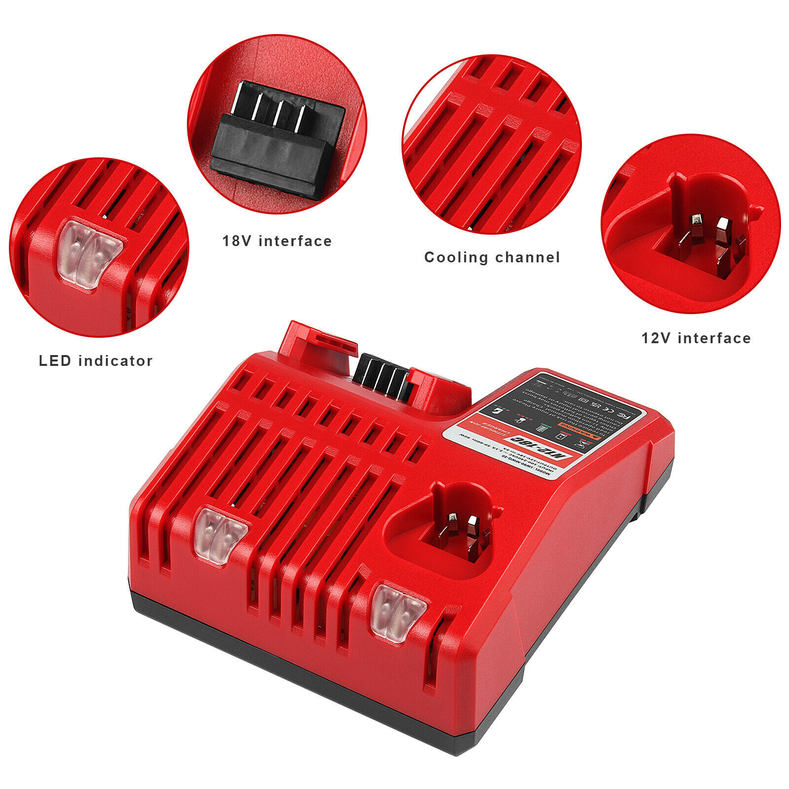 For Milwaukee M12 M18 18V Battery CHARGER 48-59-1812 Lithium 12 18 Volt